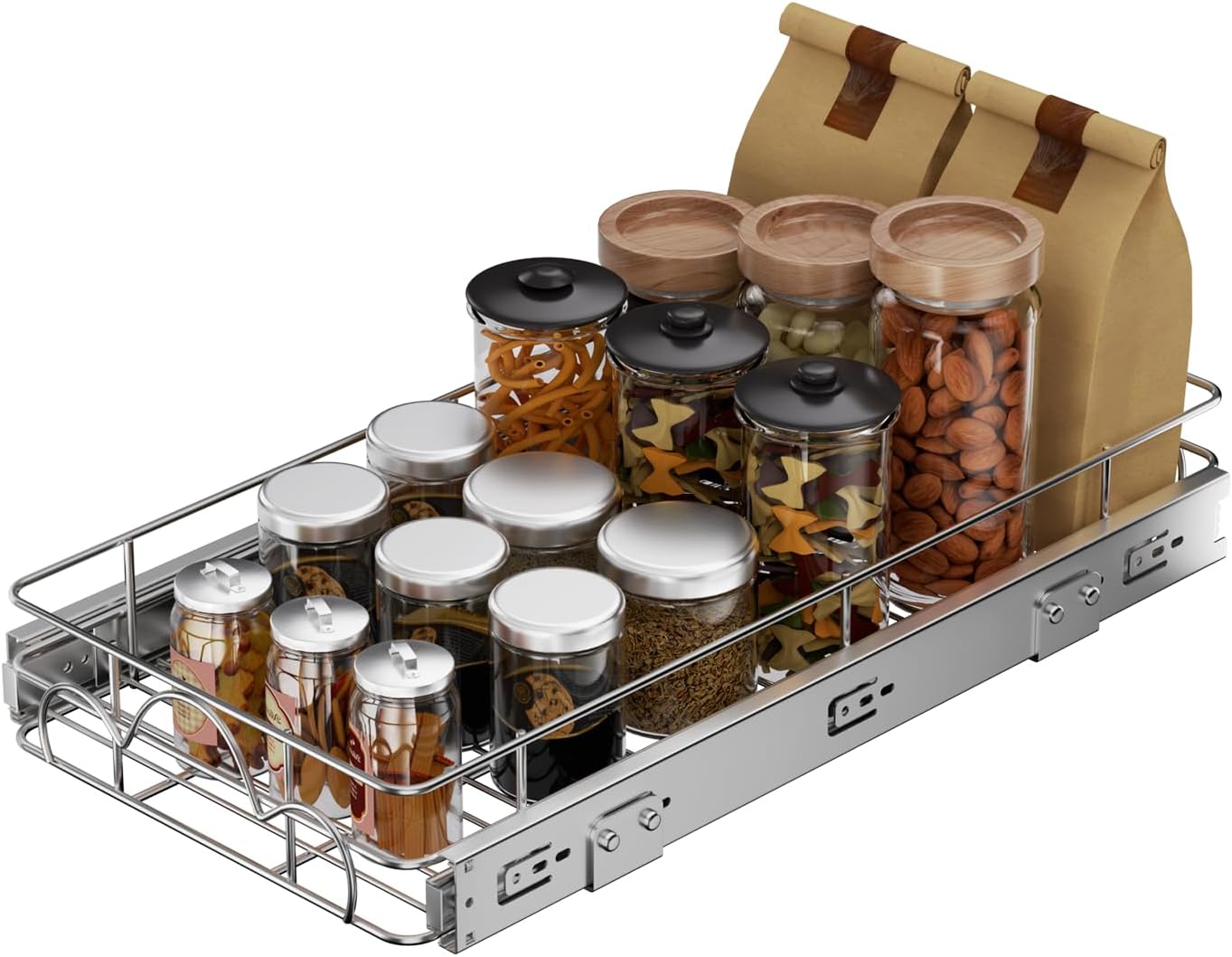 11" Wx21 D Pull Out Cabinet Organizer, Home Shelf Organization, Heavy-Duty Pull Out Shelves for Cabinets, Slide Out Drawers Organizer for Kitchen, Pantry