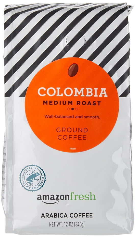 Amazon Fresh Colombia Ground Coffee, Medium Roast, 12 Ounce (Pack of 3)