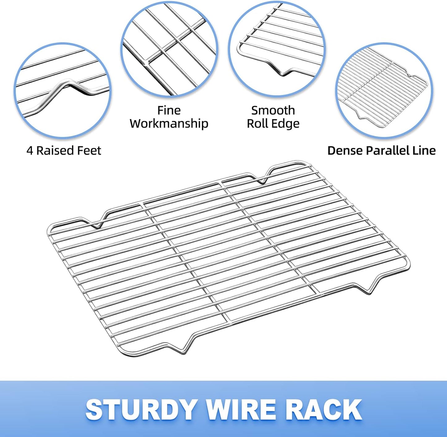 Baking Sheet with Cooling Rack (1 Cookie Sheet + 1 Baking Rack), Stainless Steel Small Baking Sheet Pan with Wire Rack, Toaster Oven Pans Size 10.4 x 8 x 1 Inch, Non-toxic & Heavy Duty & Non-stick