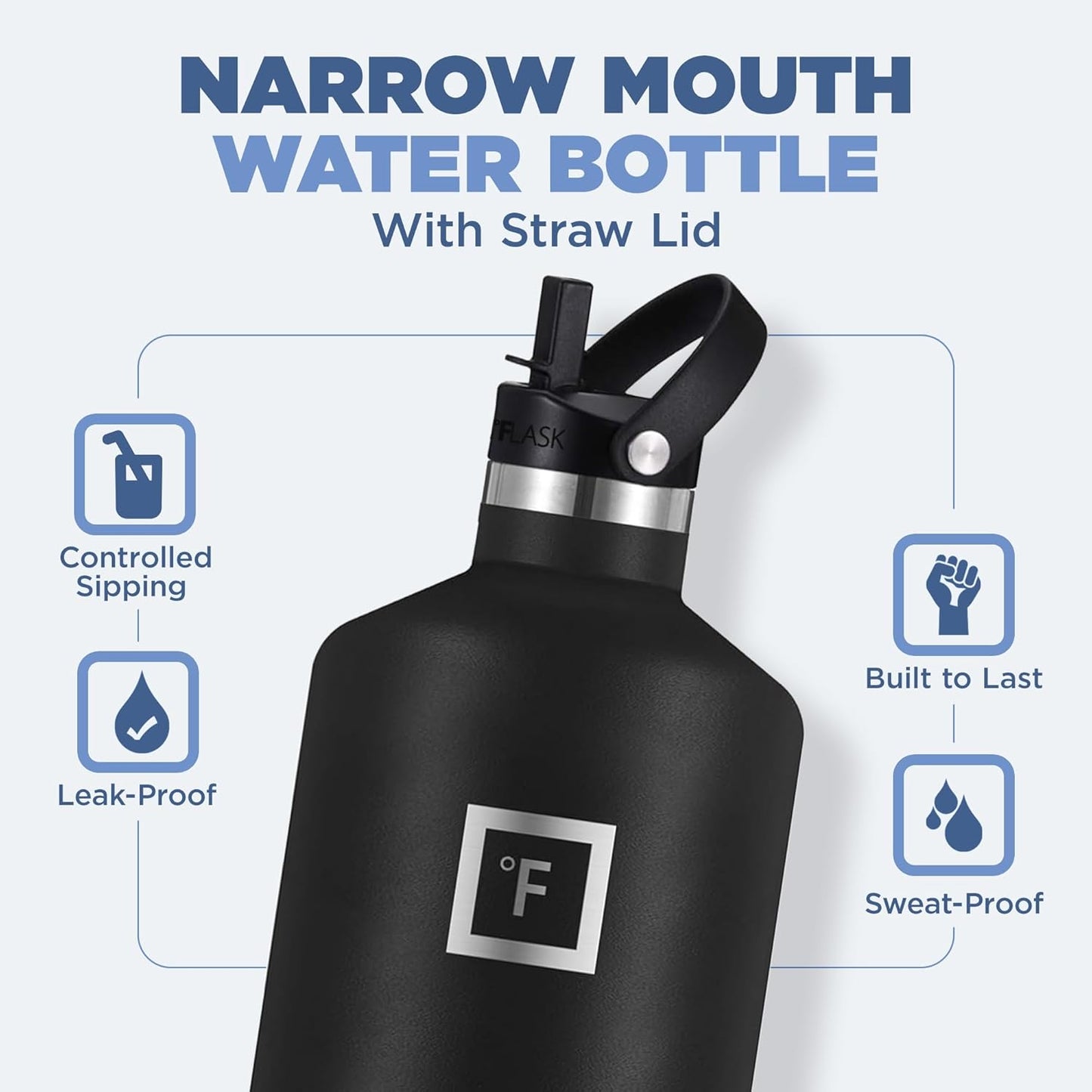 IRON °FLASK Camping & Hiking Hydration Canteens - 3 Lids (Narrow Straw Lid) Leak Proof Vacuum Insulated Stainless Steel - Hot & Cold Double Walled Sports Water Bottle - Cotton Candy, 64 Oz