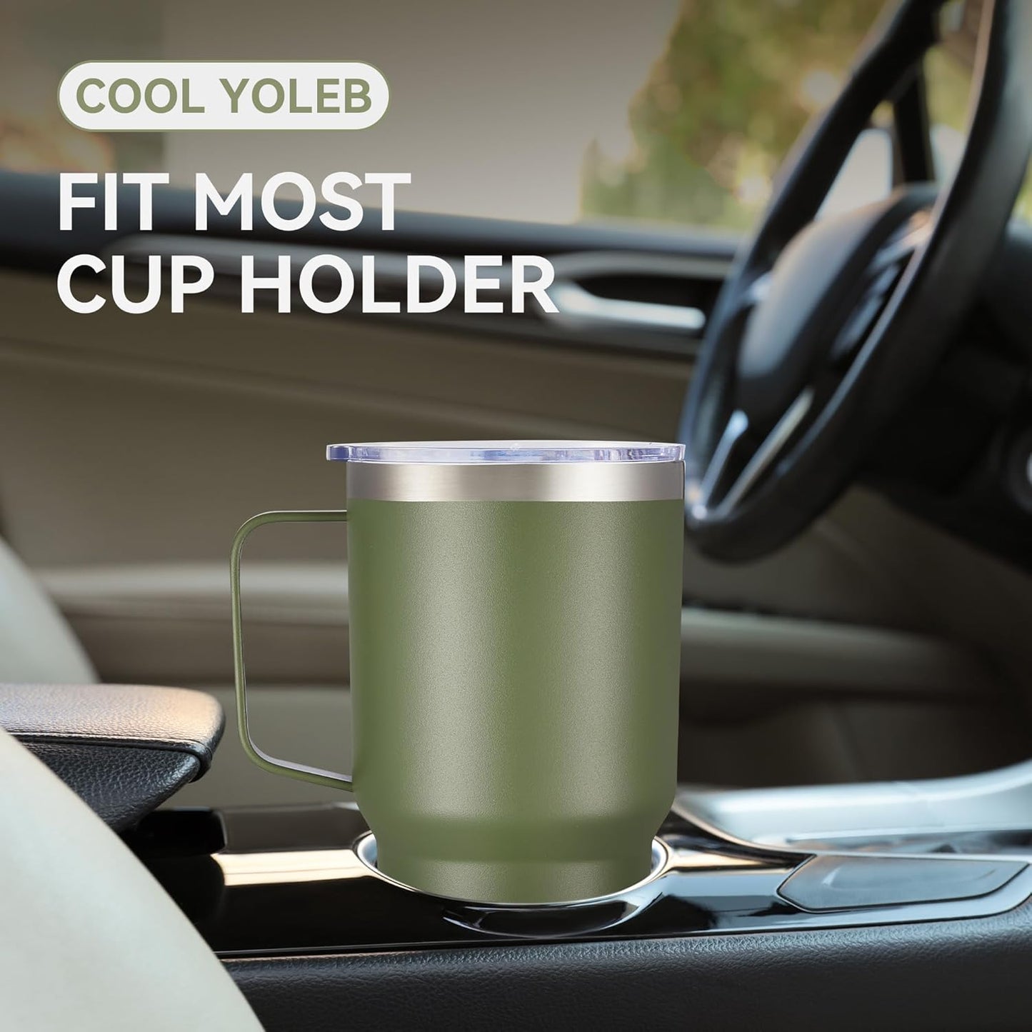 30 oz Tumbler with Handle and Lid, Stainless Steel Tumblers Bulk Double Wall Vacuum Insulated Travel Mug Leak Proof Cup Keep Drinks Cold and Hot Army Green, 12 Pack