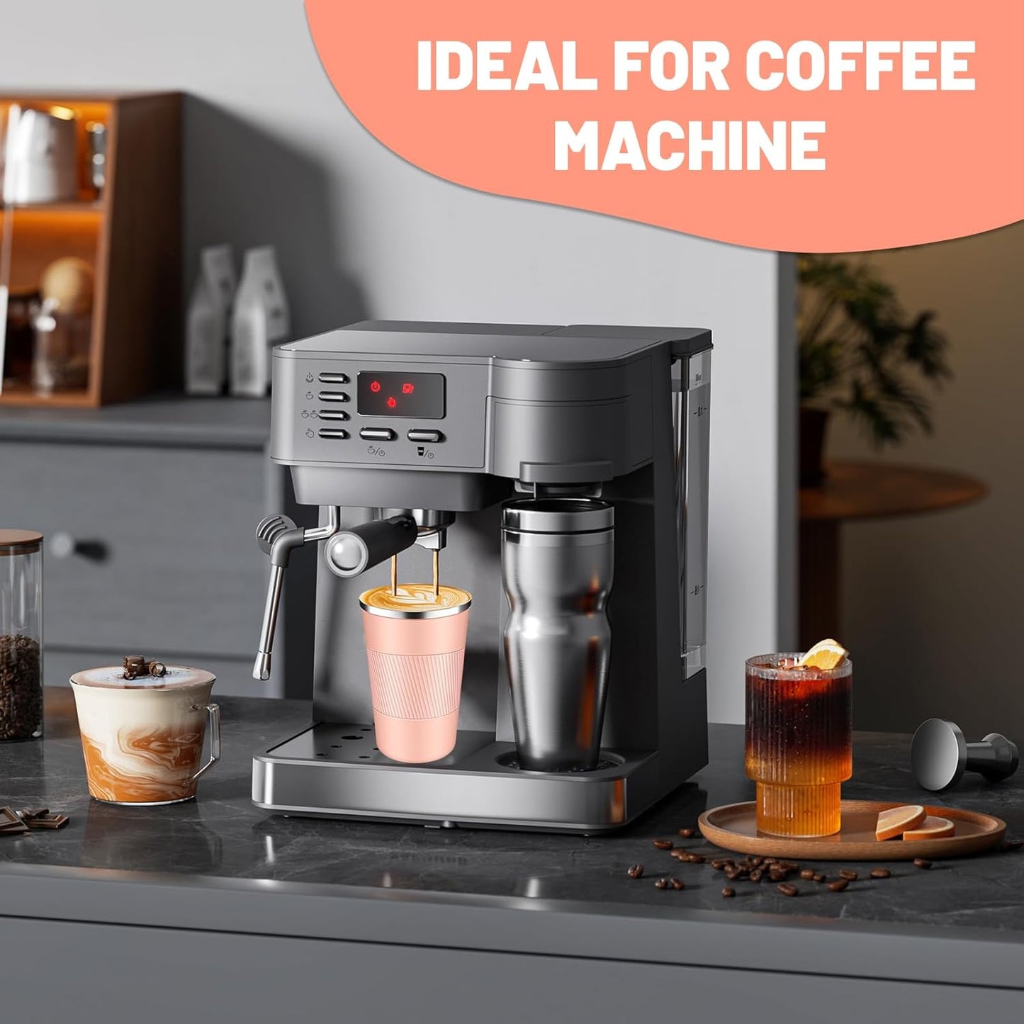 Insulated Coffee Tumblers with Flip Lid 12oz / 17oz, Stainless Steel Travel Coffee Mug Leak Proof, Vacuum Insulated Coffee Mug Reusable Cup, Keeps Cold and Hot for Coffee Tea