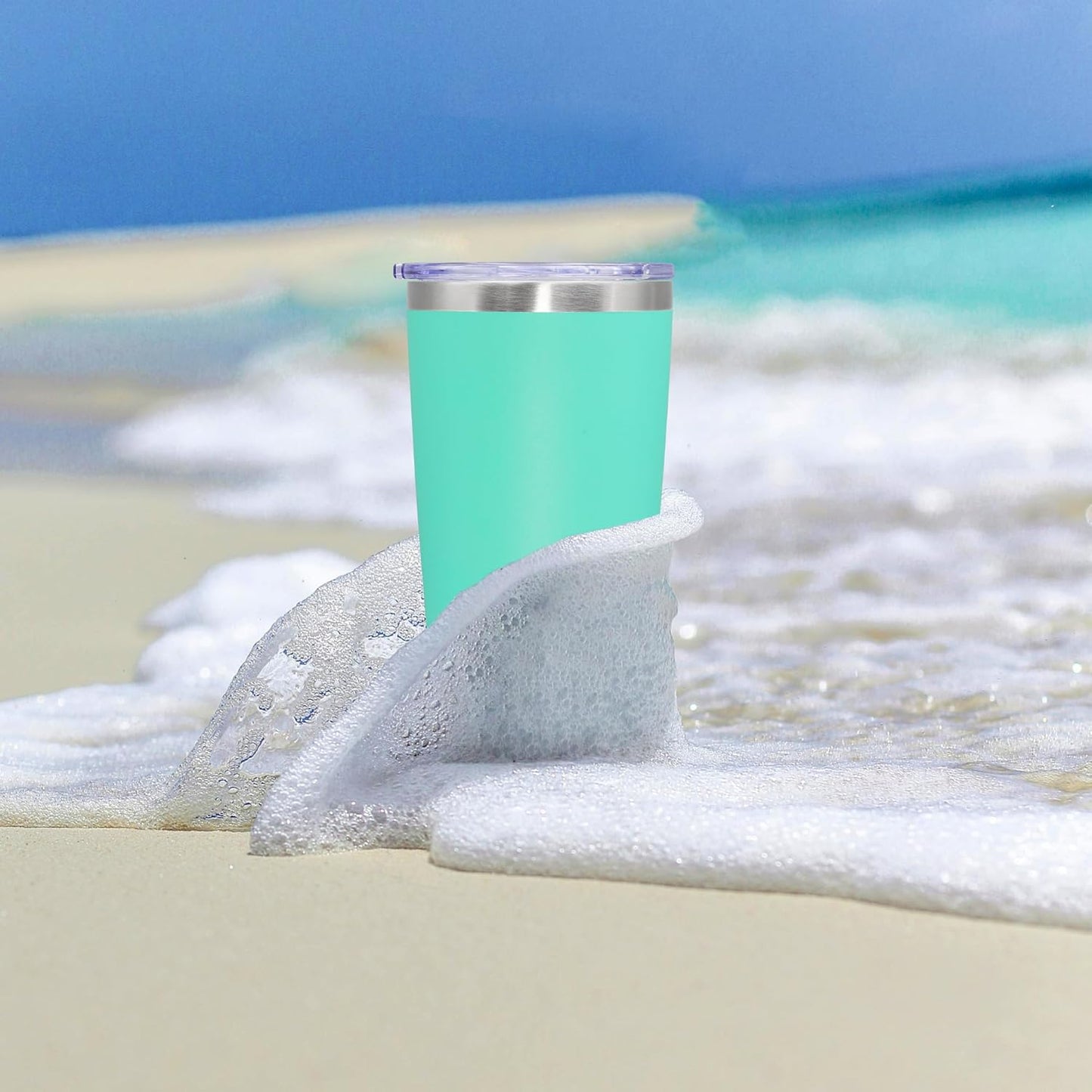 20 oz Tumbler Coffee Tavel Tumblers Bulk with Lid Stainless Steel Double Wall Vacuum Insulated Mug Powder Coated Cups fit Car Cupholder for Hot and Cold - Light Blue, 4Pack