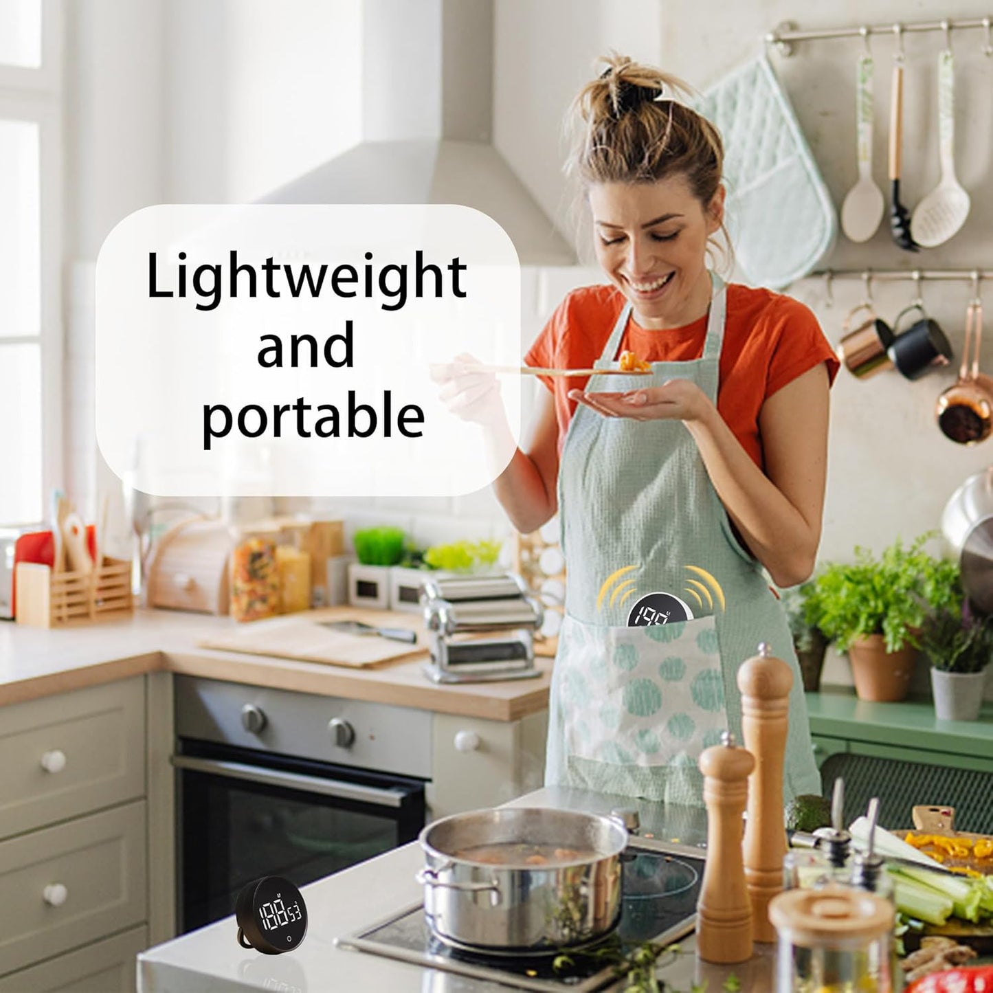 Digital Kitchen Timers, Visual timers Magnetic Countdown Countup Smart Timer Large LED 200 Minutes Display Volume Adjustable for Cooking Fitness Studying, Easy for Kids and Seniors