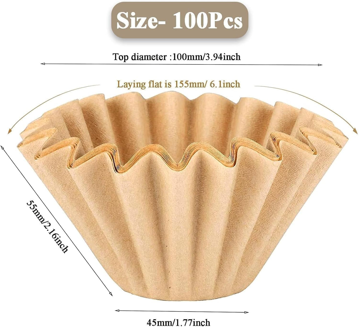 1-2 Cup Brown Coffee Filters, 100 Count Unbleached Basket Coffee Filter Paper for Miniature Mr Coffee, Small Coffee Maker, Single Serve Coffee Pot, Pour Over Coffee Kit