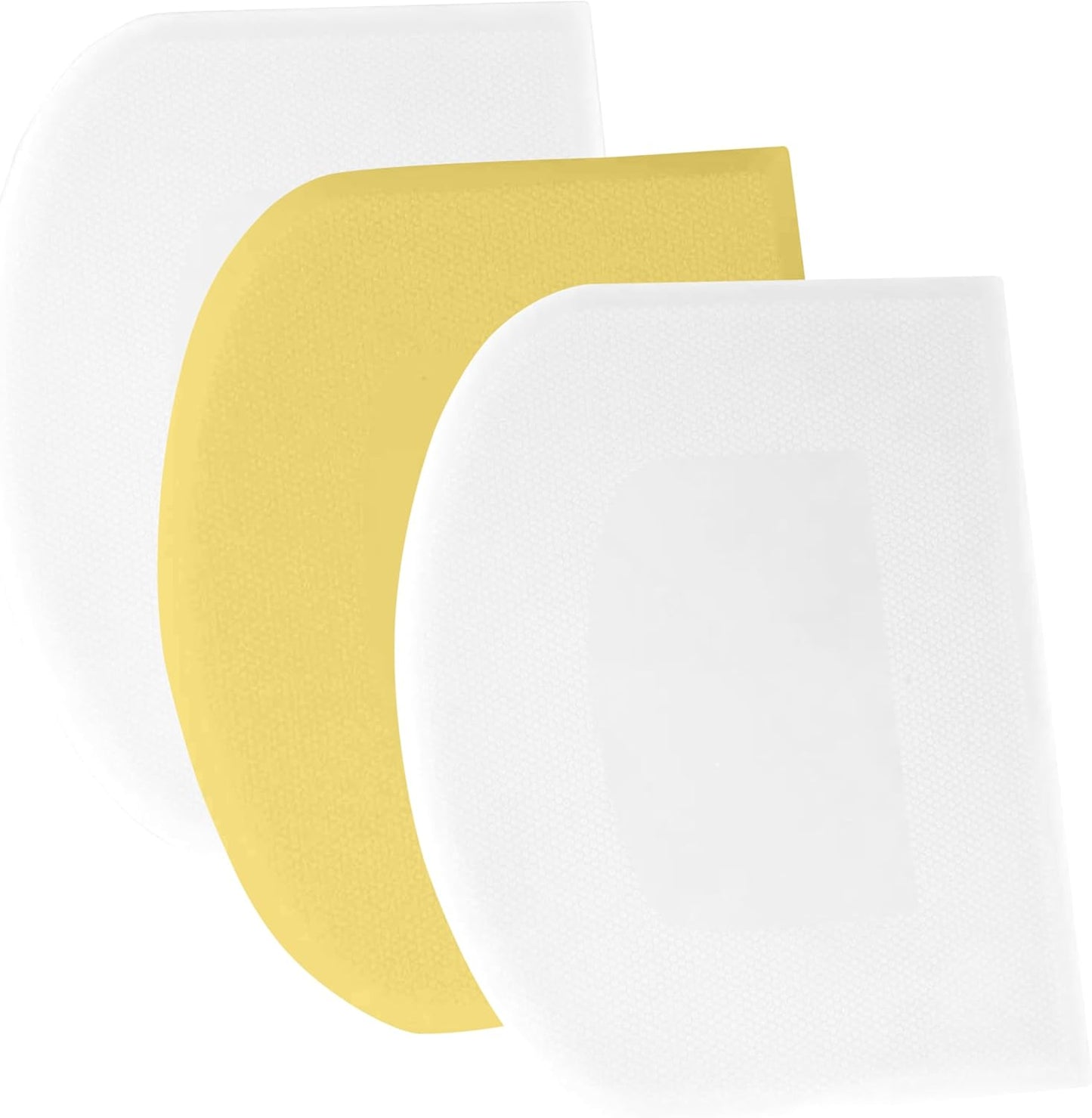 SURDOCA Dough Scraper Bench Scraper - 3P 7.1x4.9" Plastic Flexible Bowl Scraper, Sharp Edge & Angles Cake Scraper. Non-Slip Bakeware Decorating Tools Sculpting & Modeling Tools - White+Yellow+White