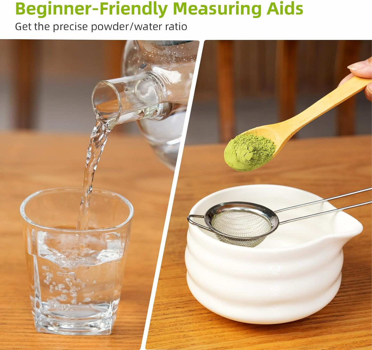 Matcha Whisk Set, 7 Pcs Matcha Kit, Premium Ceramic Matcha Set, Whisk and Bowl, Sifter, Cup Holder, Bamboo Scoop, Tea Plucking, Tea Towel, Matcha Lovers (White)