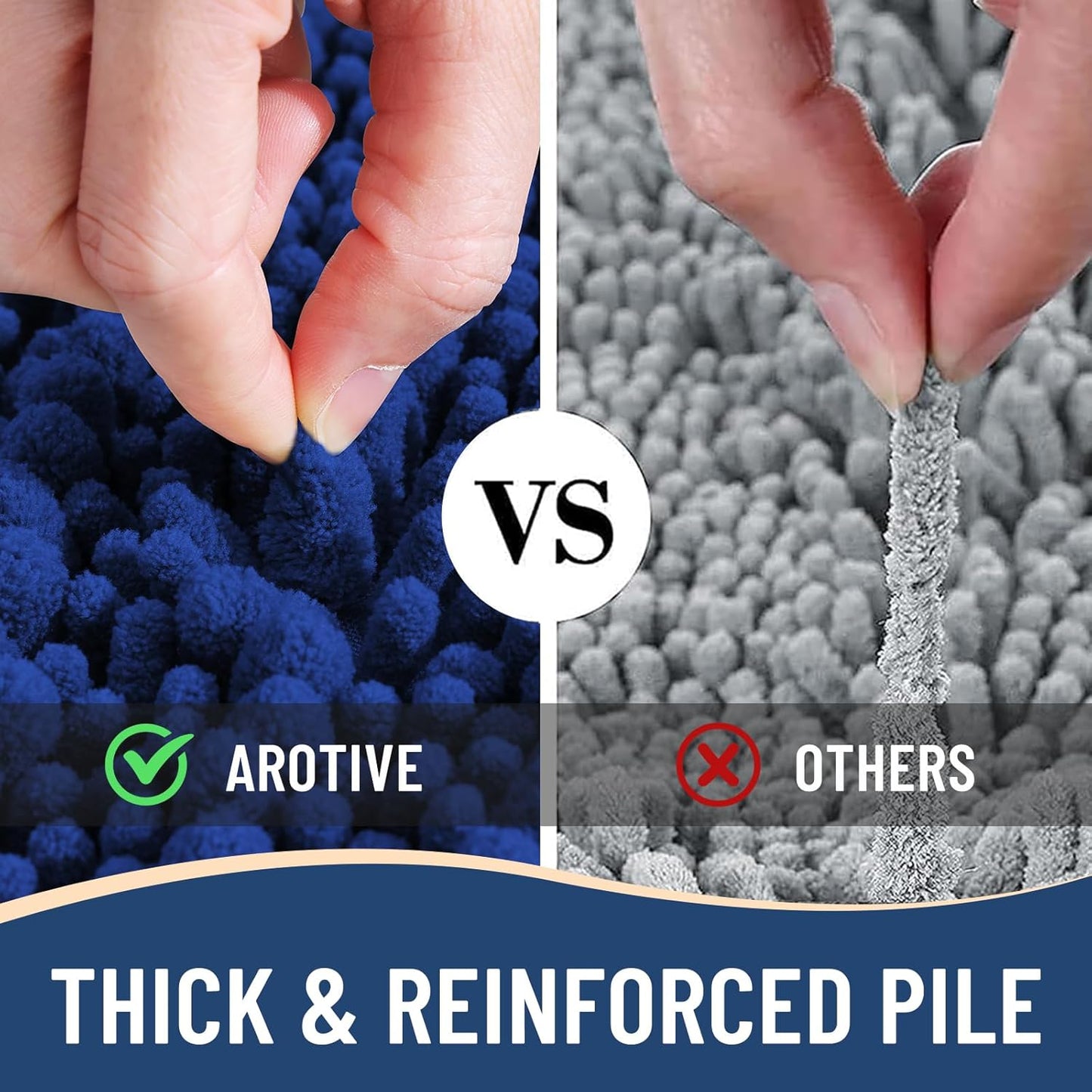 Arotive Luxury Chenille Bathroom Rug Mat, Extra Soft Thick Absorbent Shaggy Bath Rugs, Non-Slip Machine Wash Dry, Plush Bath Mats for Bathroom, Shower and Tub, 30x20, Royal Blue