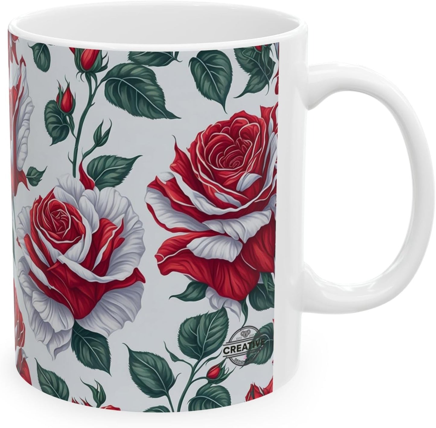 11 OZ Novelty Coffee Mugs - Christmas Gift (Red Rose Theme)