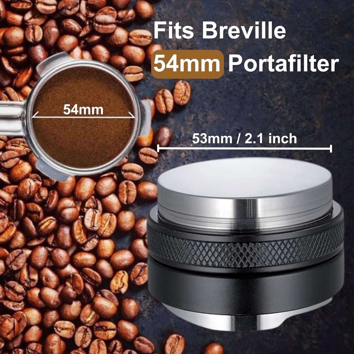54mm Coffee Tamper and Distributor, Dual Head Coffee Leveler Fits for 54mm Breville Portafilter, Adjustable Depth Espresso Hand Tampers, Professional Barista Espresso Distribution Tool