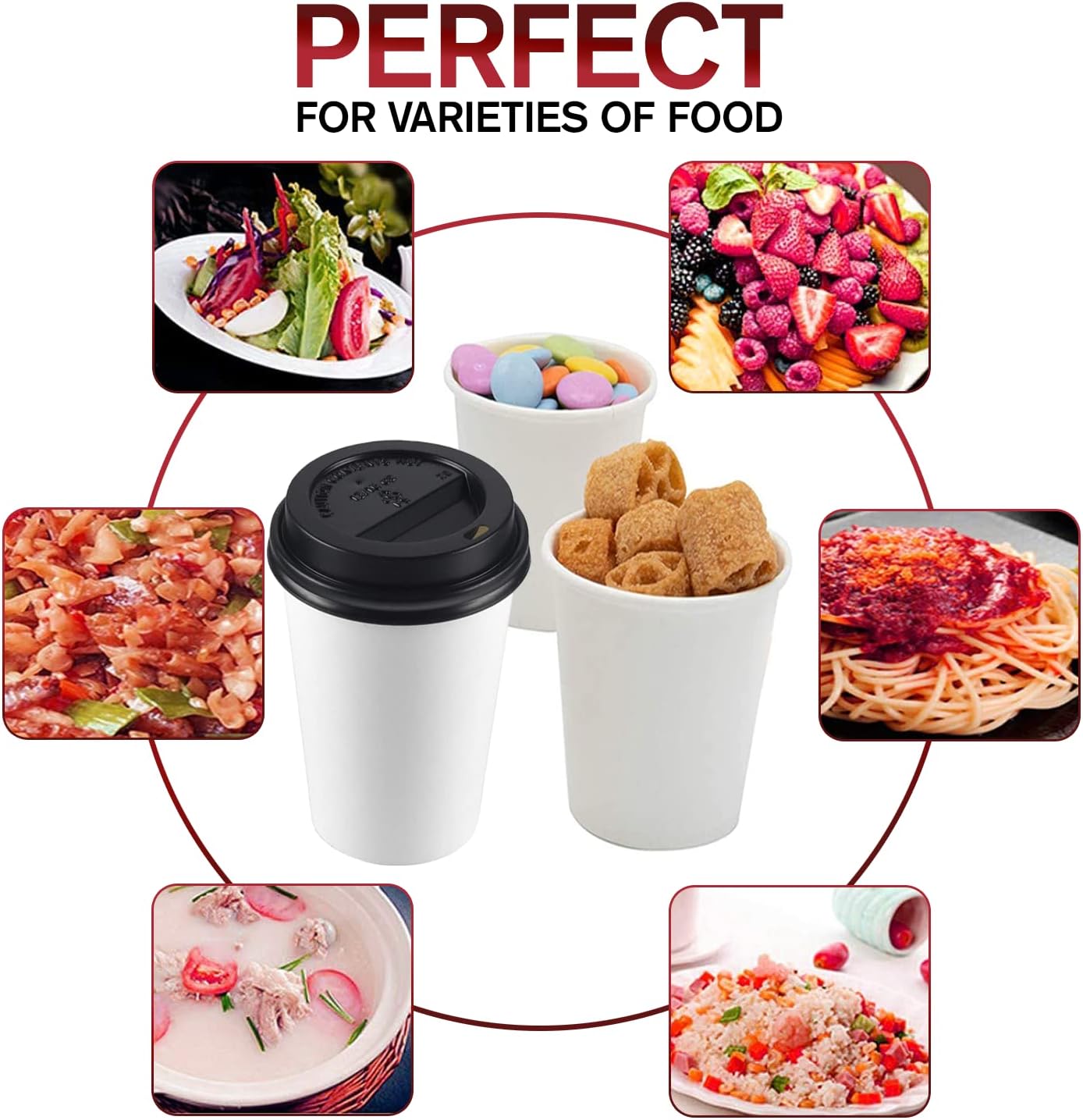 Smygoods White Original Disposable Paper Coffee Cups with Lids (12 OZ, 25 Count) For Hot Beverages, Tea, Espresso, Cocoa - To Go Drink Containers, Café & Office