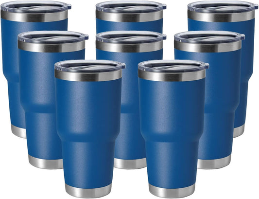 HASLE OUTFITTERS 30oz Stainless Steel Tumbler, Double Wall Vacuum Insulated Travel Mug Tumbler, Durable Insulated Coffee Mug, Gift Box Set (Midnight Blue, 8)
