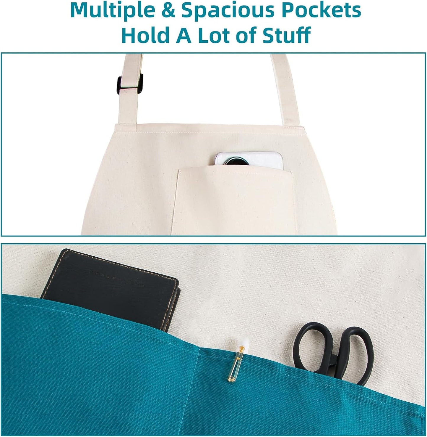 Chef Apron Unisex Two-Tone Professional Kitchen Bib Apron with 2 Pockets Cooking, Grilling, and Baking Gift