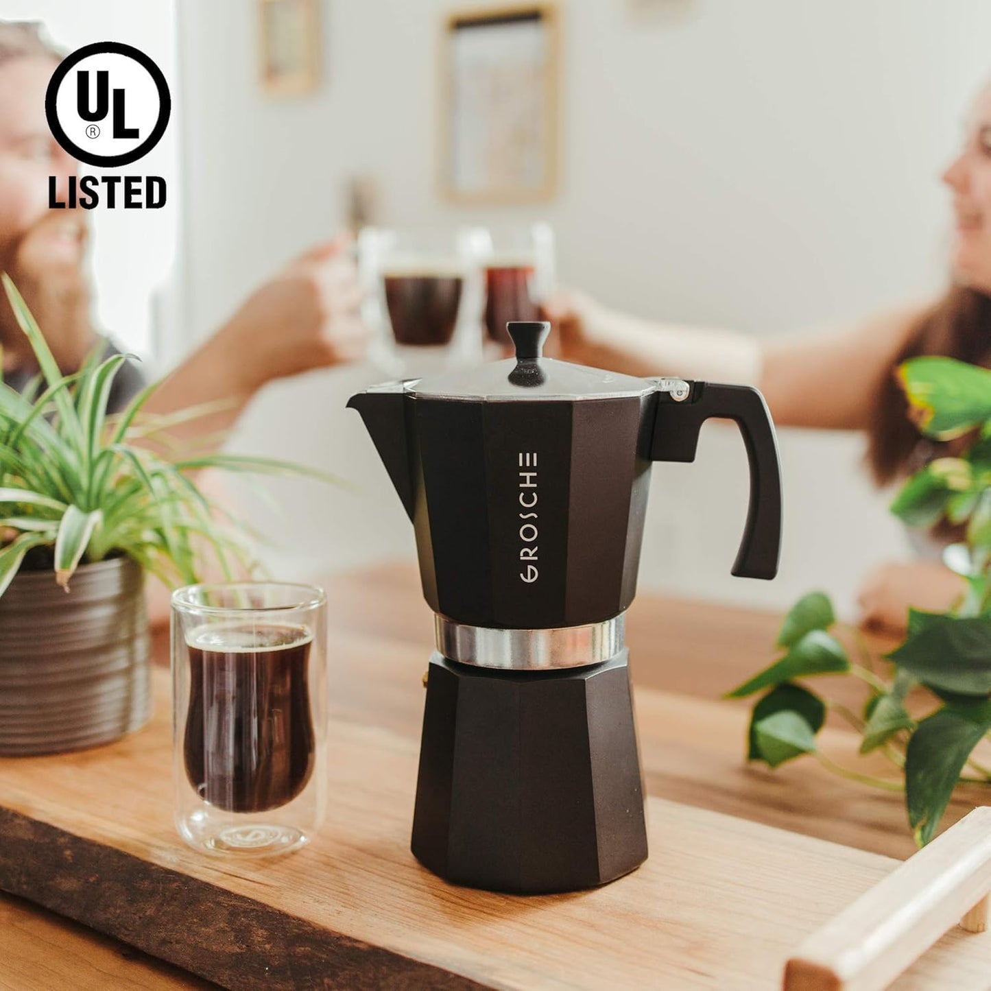 GROSCHE Milano Stovetop Espresso Maker Moka pot 12 espresso Cup - 23.6 fl oz, Black, Cuban Coffee Maker Stove top coffee maker Moka Italian espresso greca coffee maker brewer percolator