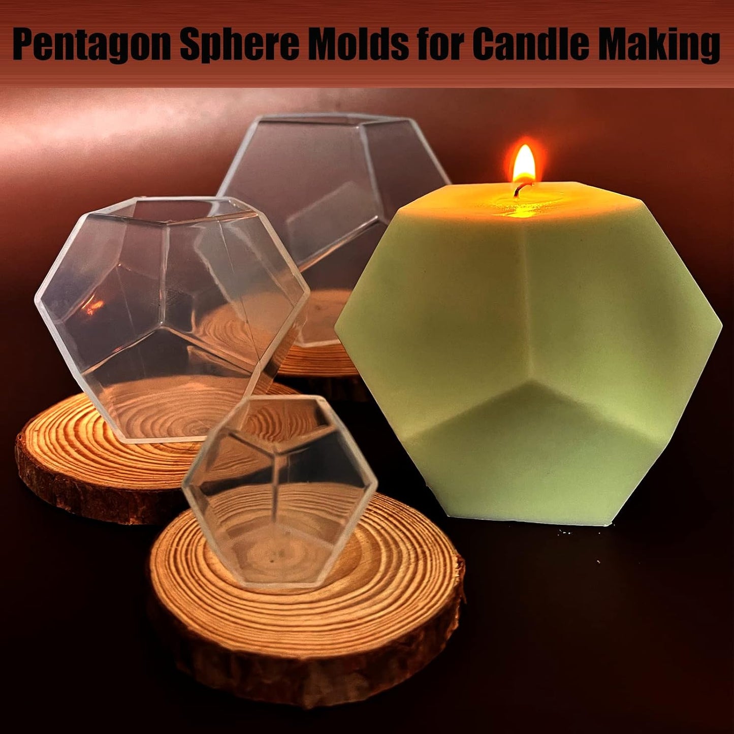 3PCS Sphere Resin Molds Silicone, 3D Geometry Candle Molds Pentagon Polyhedral Ball Molds for Epoxy Resin Candle DIY Craft Art Making Home Decoration