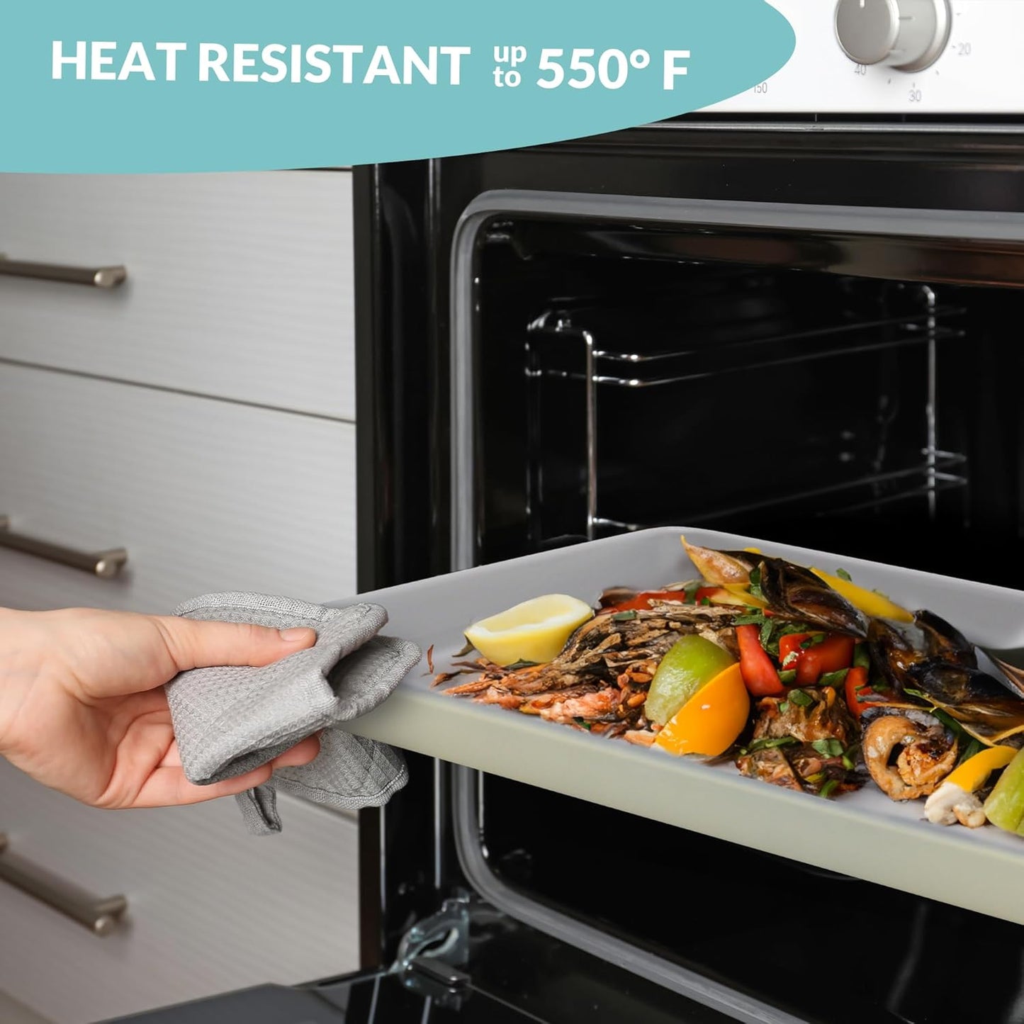 Boxiki Kitchen Non-Stick Ceramic Baking Sheet - Slick & Non-Toxic Ceramic Coating, PTFE & PFOA Free Cookie Sheet Pan - Perfect for Baking, Roasting, and More (Quarter Sheet Pan)