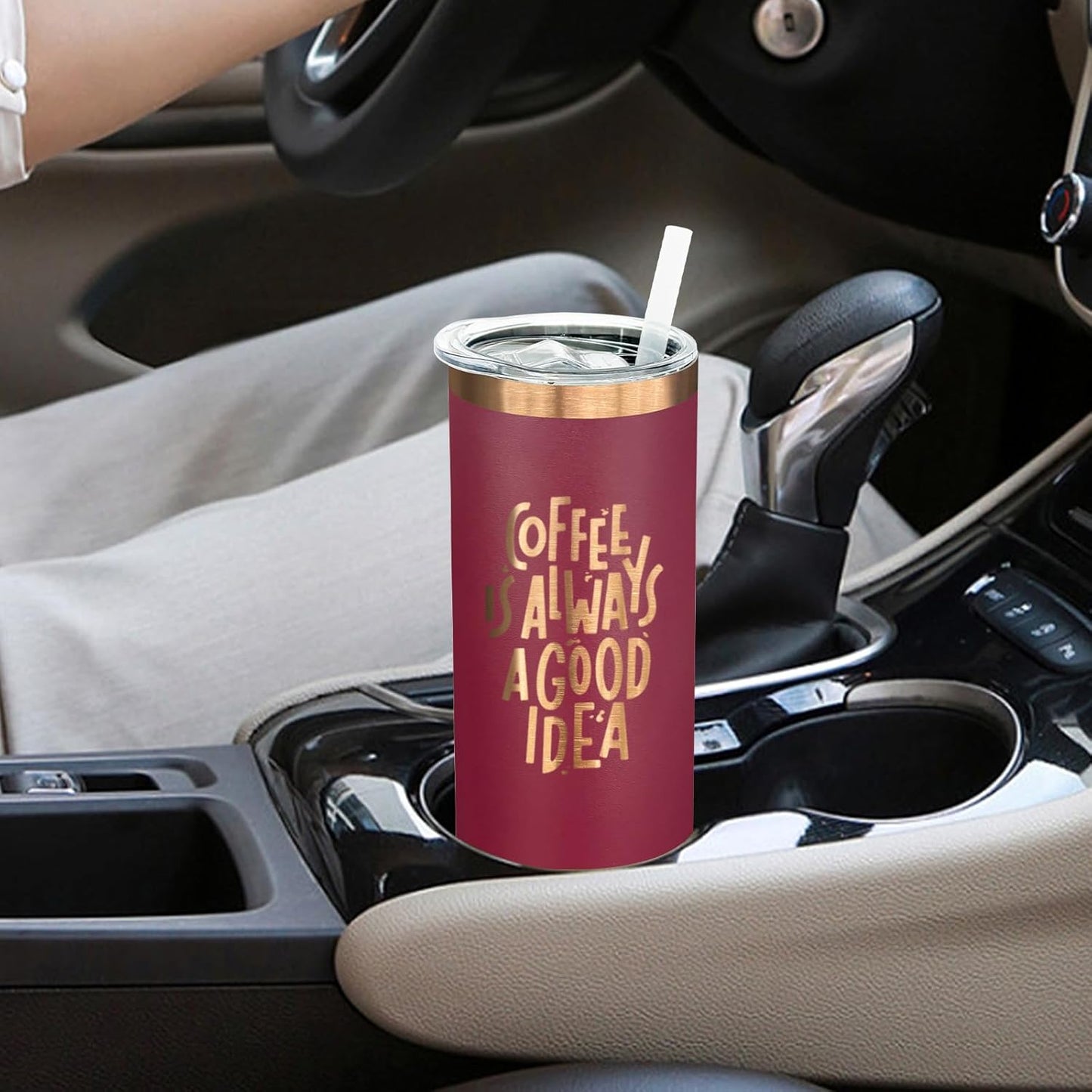 20 oz Skinny Tumblers Bulk 4 Pack, Stainless Steel Insulated Tumbler with Lids and Straws, Slim Double Wall Powder Coated Travel Coffee Mugs Reusable Cup for Hot Cold Drinks (Red,4 pack)