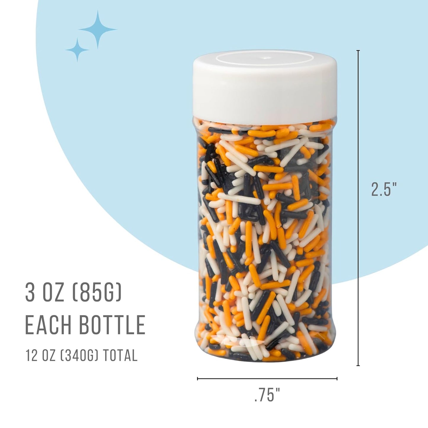 Sweets Indeed Dye-Free Halloween Sprinkles 4-Pack – 11.57 oz Natural Spooky Decorating Set | Sprinkle Mix, Ghost Confetti, Orange Sugar & Black Sugar | Edible Dye-Free Cake & Cupcake Decorations