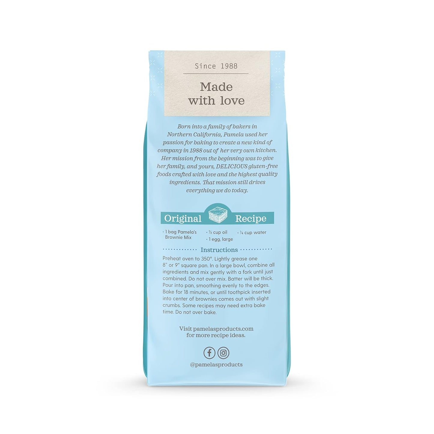 Pamela's Gluten Free Chocolate Brownie Mix, Sweetened With Honey, Non Dairy & Wheat Free, 16-Ounce Bag (Pack of 6)