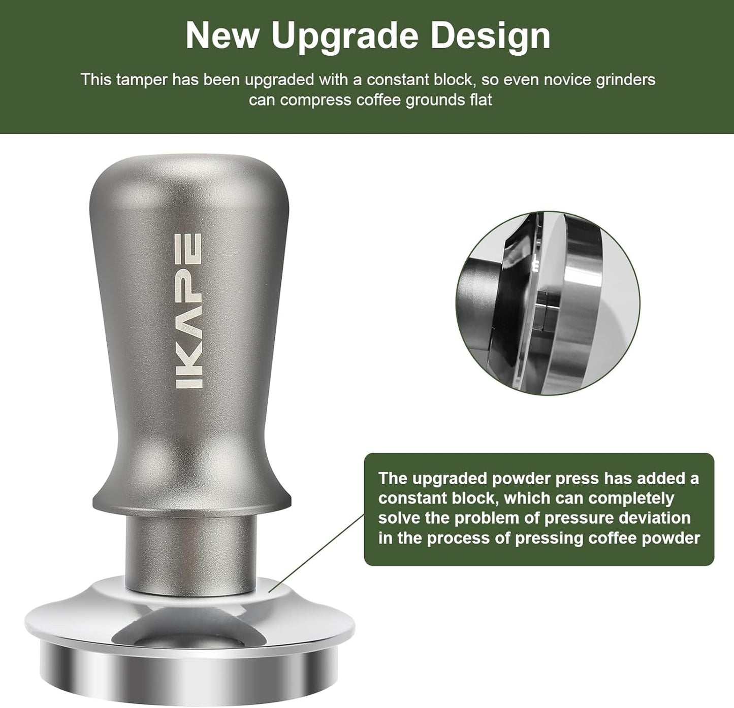 IKAPE 53mm Espresso Tamper, Premium Barista Coffee Tamper with Calibrated Spring Loaded, 100% Flat Stainless Steel Base Tamper Fits for Breville Series 54mm Portafilter Basket