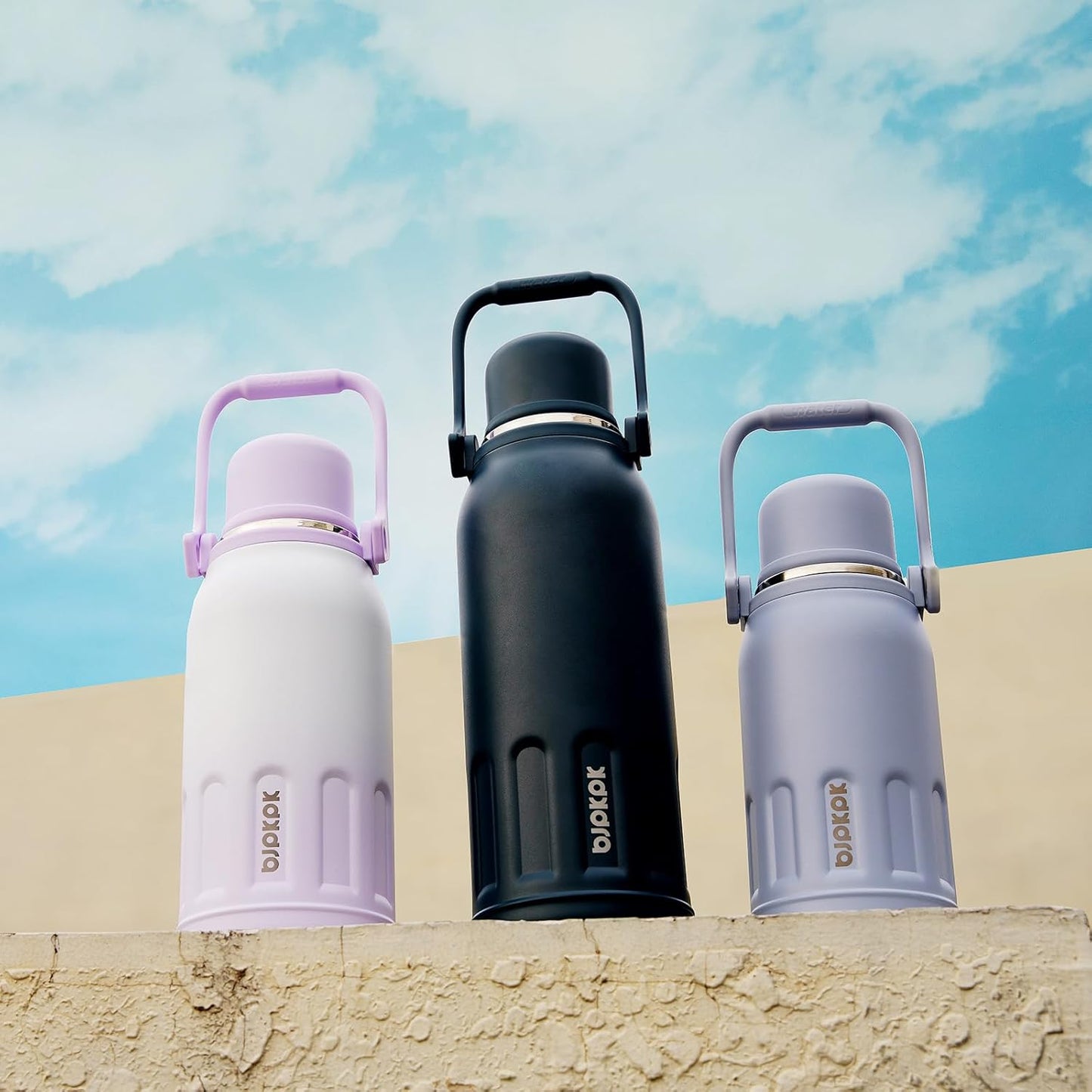 BJPKPK Insulated Water Bottle 50oz BPA Free Stainless Steel Water Bottles with Handle and Lid Travel Metal Thermos,Purple Pearl