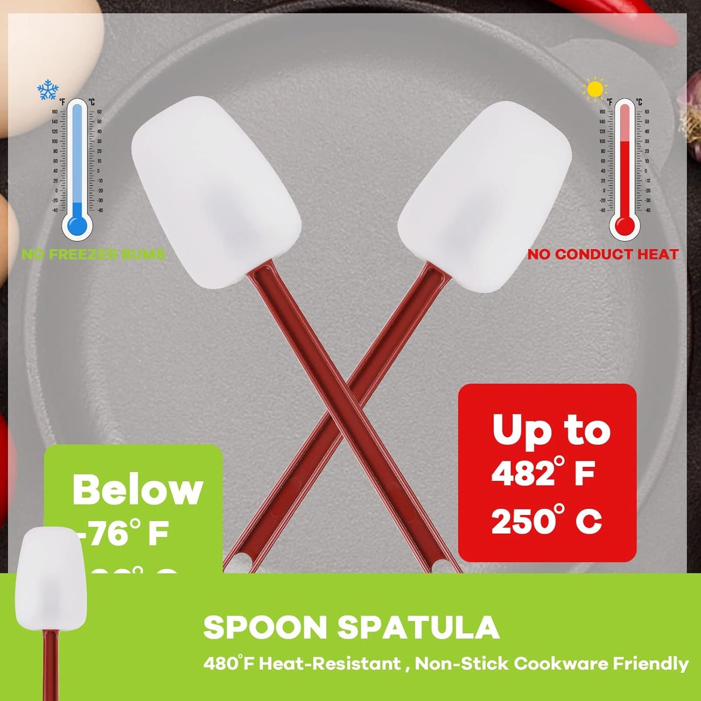 heffiso Silicone Rubber Spatula and Spoon Rubber Spatula Set of 3, High Heat Spatula Spoon, Commercial Spatula for Cooking, Commercial Rubber Spatula (3 Spoonula 16 Inches), White