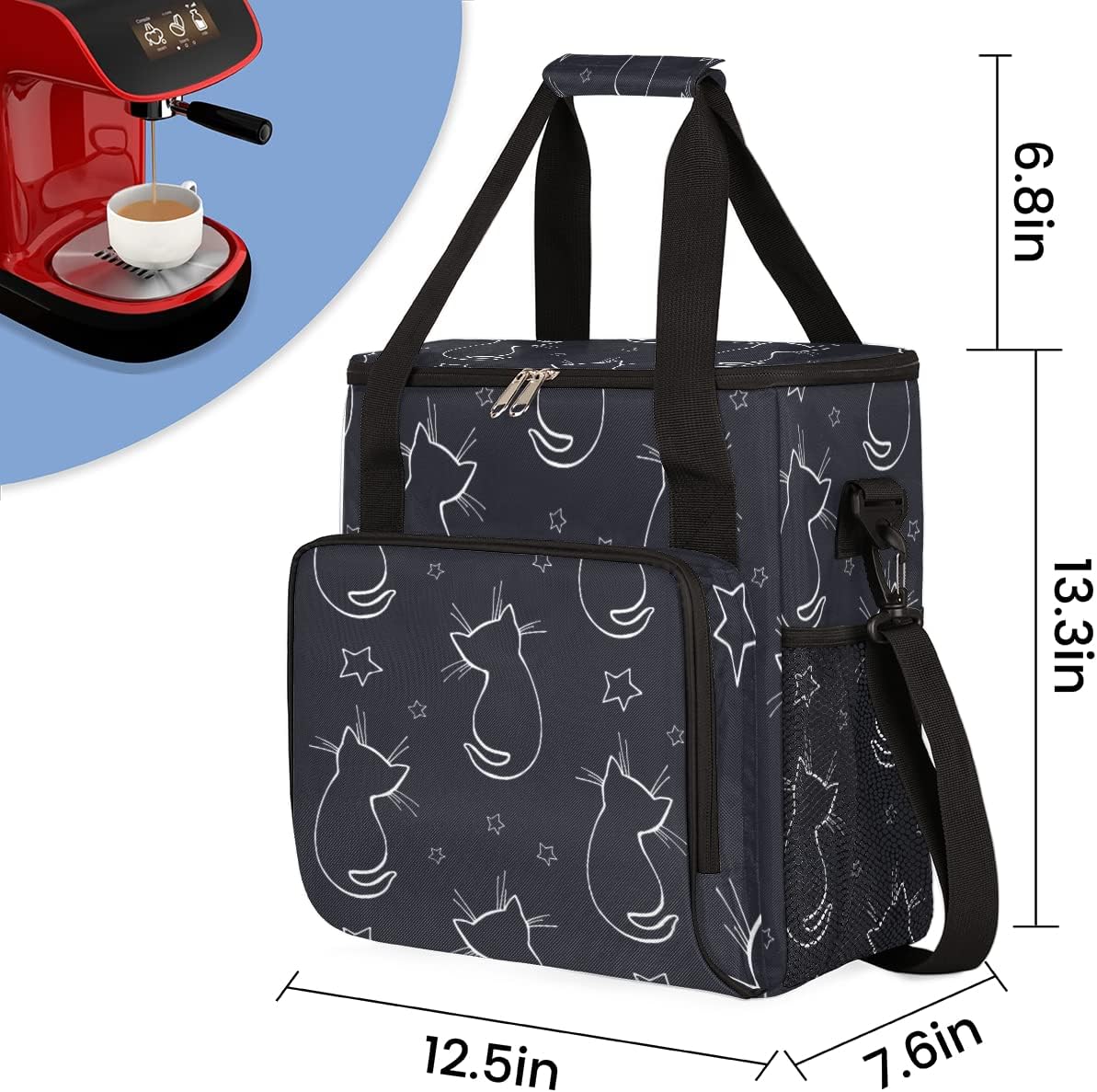 cfpolar Coffee Maker Storage Bag, Waterproof Travel Carrying Storage Tote Bag Organizer Case, Compatible with K-Mini or K-Mini Plus, And Suitable for Other Accessories， With Pockets for K-Cup Pods