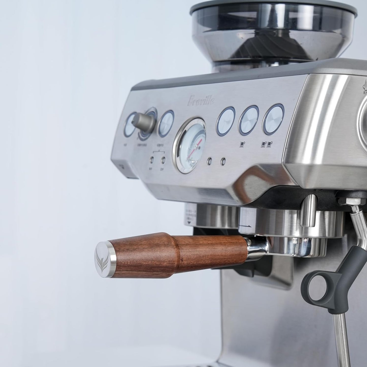 54mm Espresso Tools Kit Walnut Breville Accessories Includes Espresso Shaker, Spring Loaded Coffee Tamper, Leveling Tool, Bottomless Portafilter 54mm and Espresso Stirring Tool