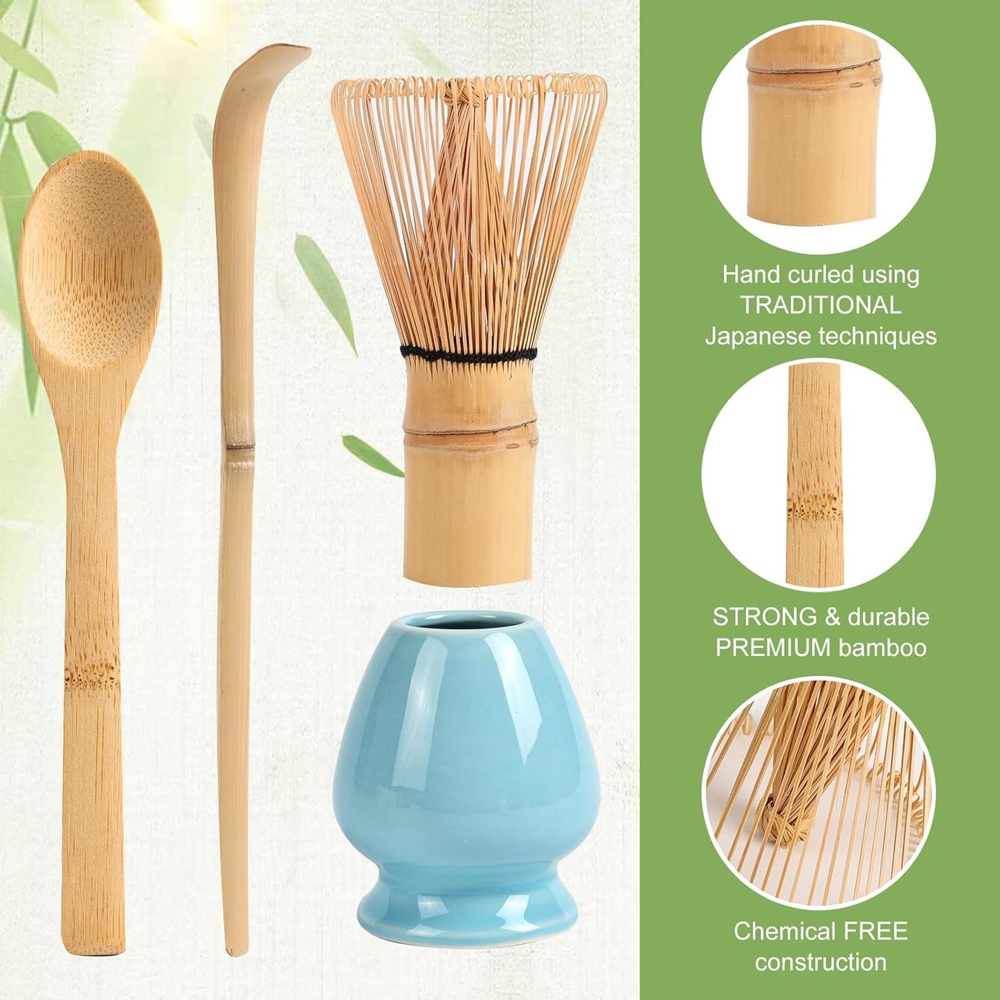 Matcha Whisk Set，Matcha Bamboo Whisk, Matcha Whisk Holder,Matcha Whisk And Stand,Tea Scoop