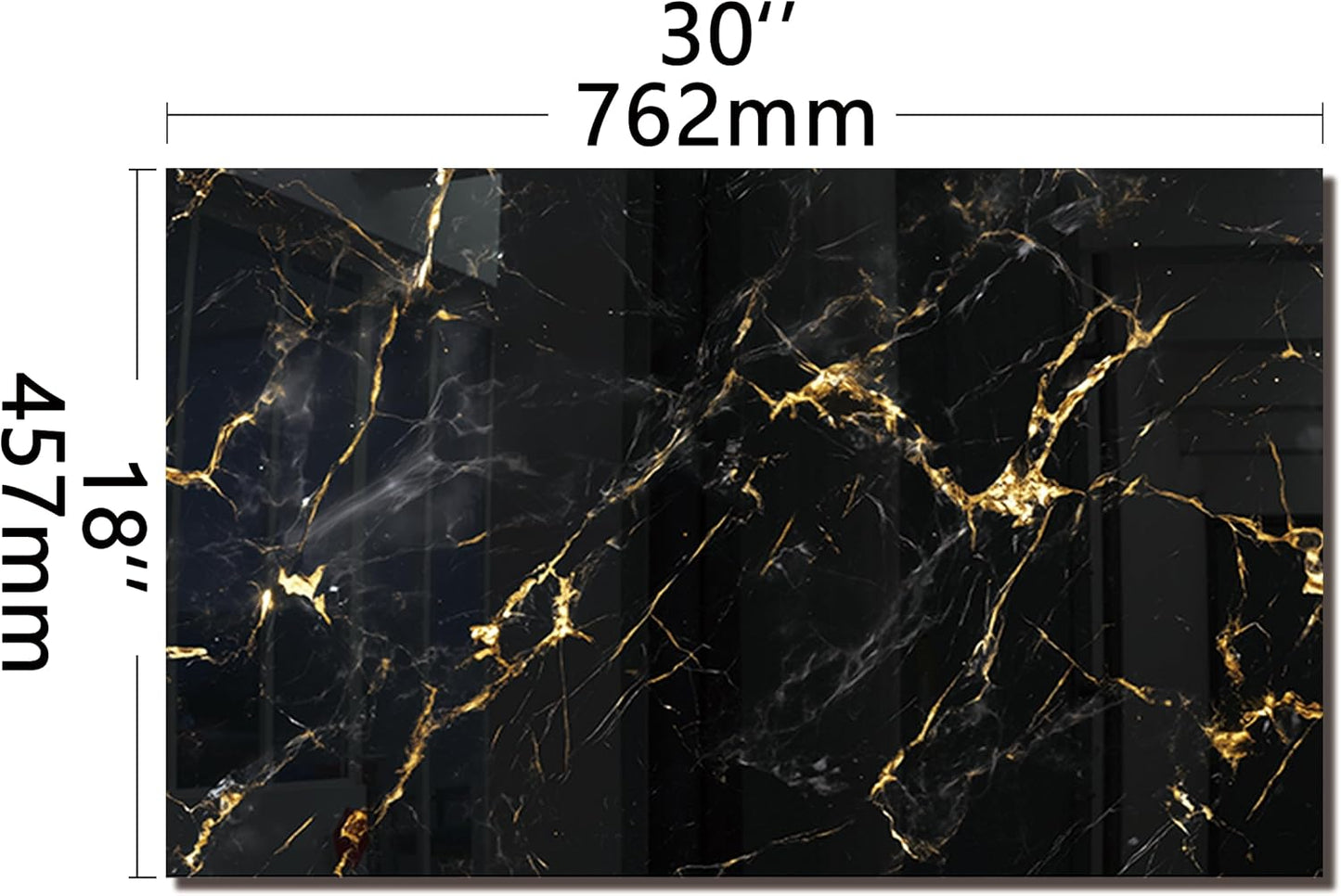 DAIFURONGE Tempered Glass Backsplash For Kitchen Behind Stove,Black Marbling Stove Backsplash Top Cover,Easy to Clean Glass Splashback, Sink Cover Splash Guard,Home Kitchen Wall Decor (30"x18"(76.2x45.72cm))