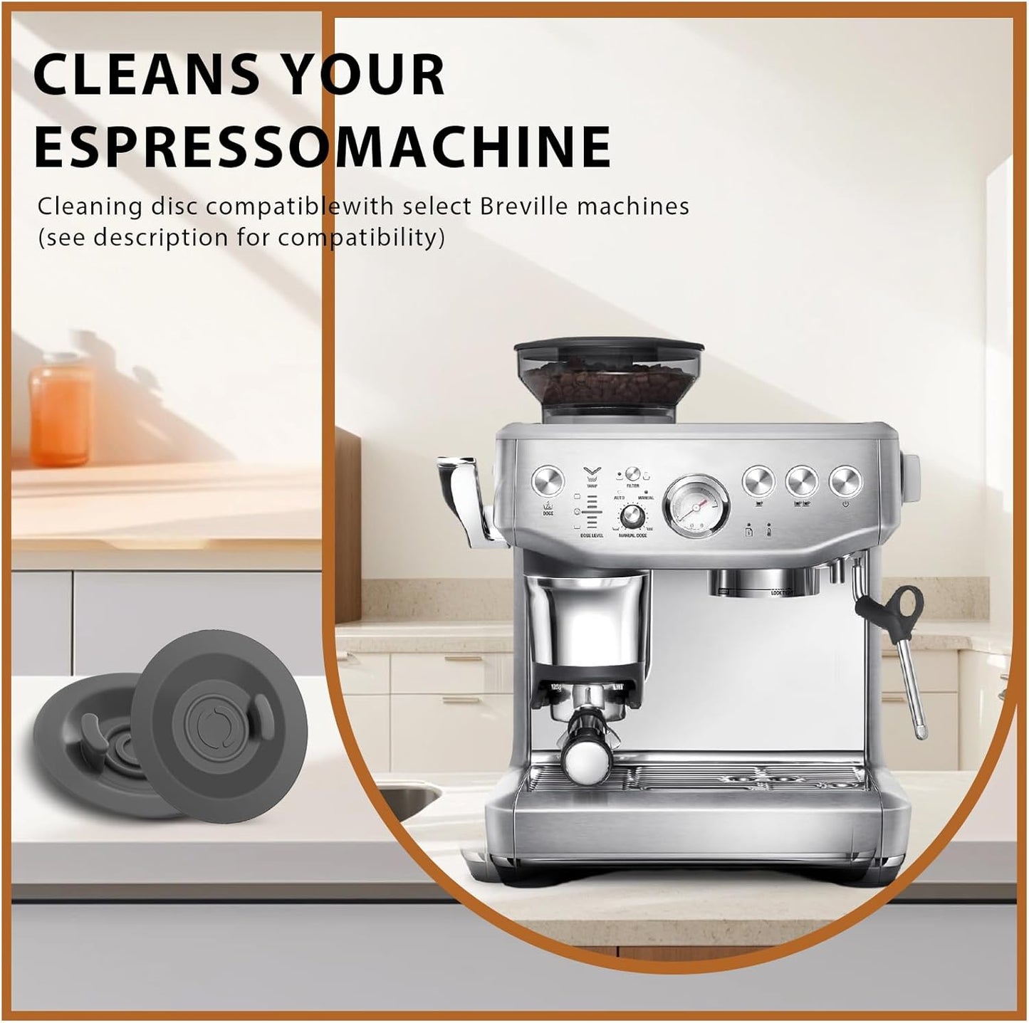 54mm Espresso Backflush Cleaning Disc for Breville Espresso Machines 2 Pack Silicone Blind Filter Disk – Durable Espresso Machine Cleaner Accessories