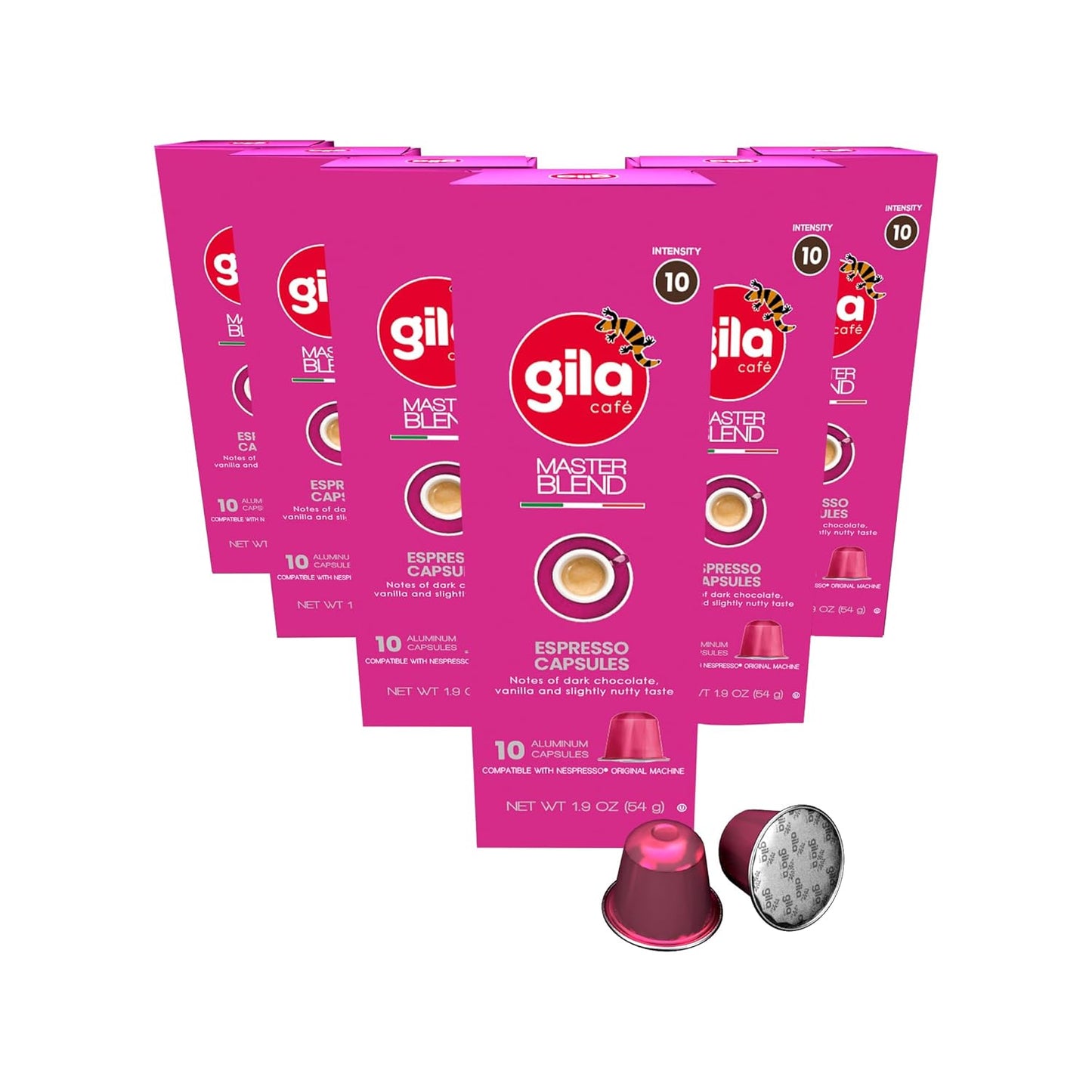 GILA Cafe Master Blend aluminun coffee capsules compatible with Nespresso Original Machines Pack (6 pack x 10), 60 count