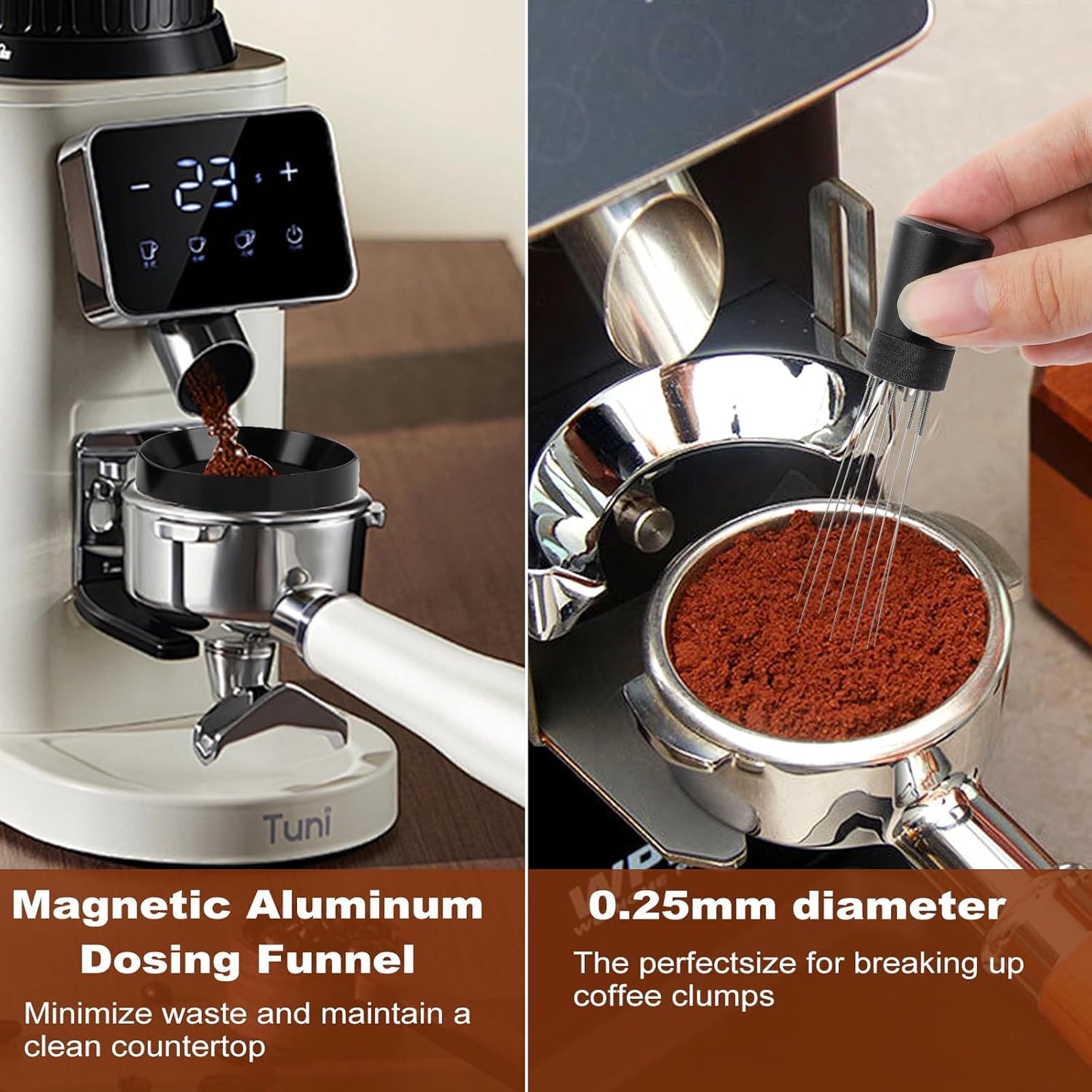 Espresso Accessories Kit 51mm, Coffee Tamper with Spring Loaded Calibration, 316 Stainless WDT Tool with Magnetic Stand and Dosing Funnel Set Fits Espresso Machine Press and 51mm Portafilters