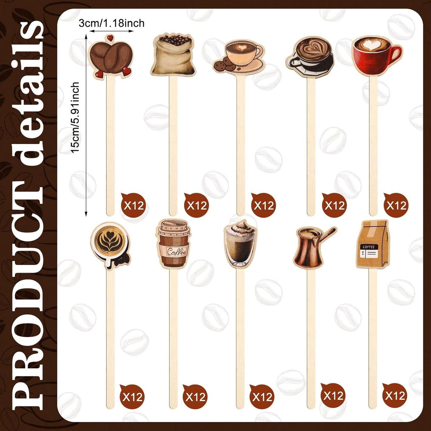 Jinei 120 PCS Coffee Stirrers Stir Sticks Natural Wooden Stir Sticks Disposable Drink Stirrers for Stirring Hot Chocolate Milkshake Restaurant Home Office(Coffee Style)