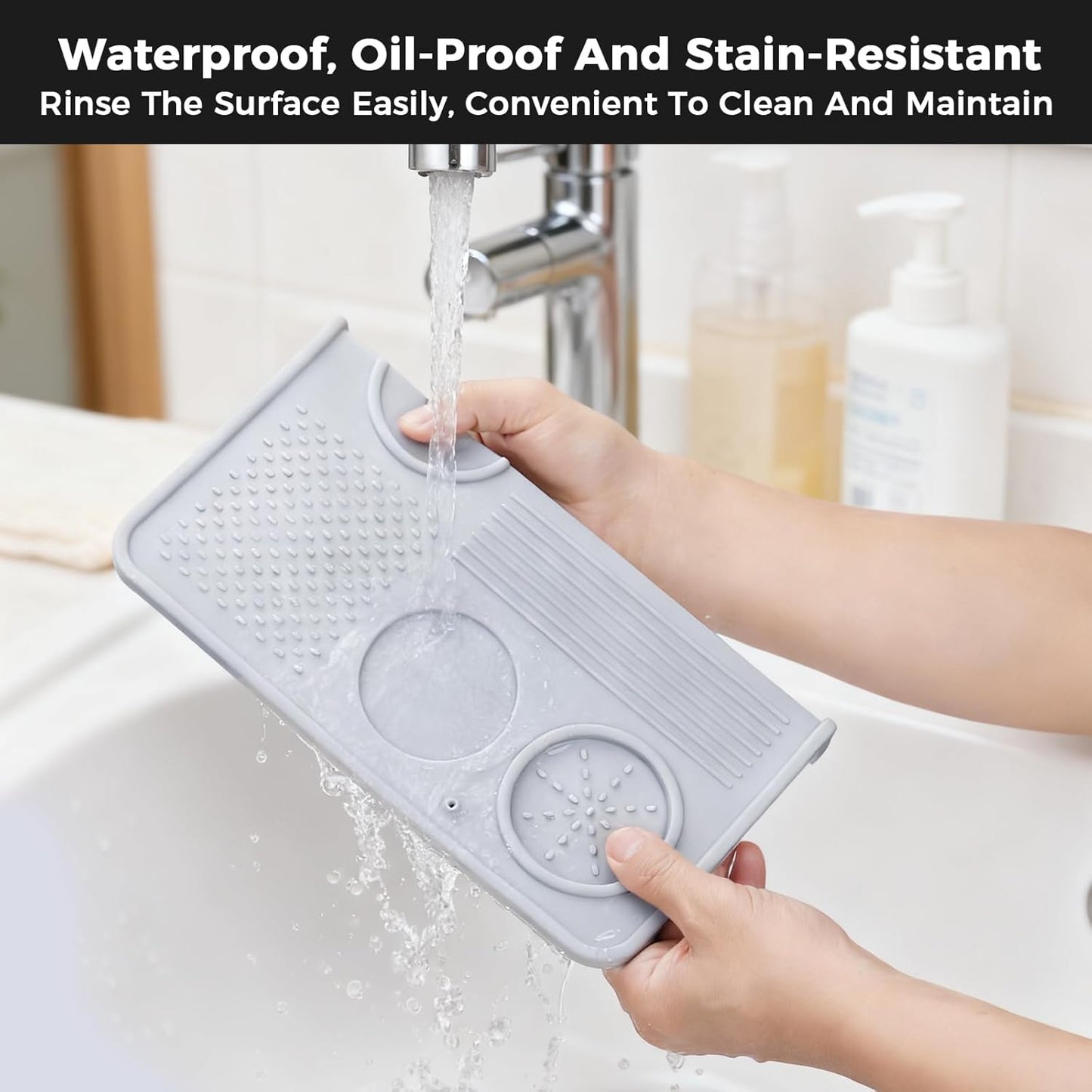 Food Grade Silicone Espresso Tamping Mat for Counter – Multi-Slot Coffee Tamper Mat for Barista Espresso Machine Accessories – Waterproof Neat Tamp Station Coffee Bar Mat for Countertop Gray