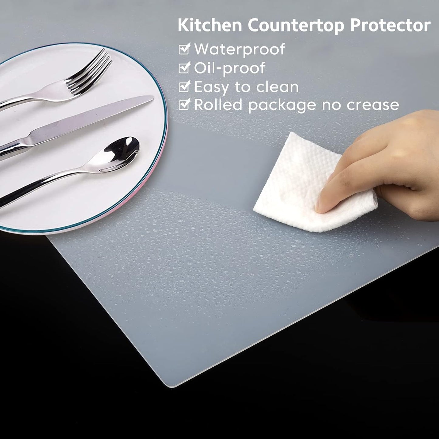 Silicone Mats for Kitchen Counter, Nonslip Silicone Mats for Crafts Countertop Protector Heat Resistant Mat (78.7” x 24” x 0.08”, Translucent)