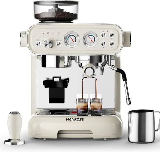 Espresso Machine With Grinder, 20 Bar Espresso Machine with Milk Frother Steam Wand, Espresso Machines for Home, Expresso Coffee Machines Professional, Cappuccino Latte Machine