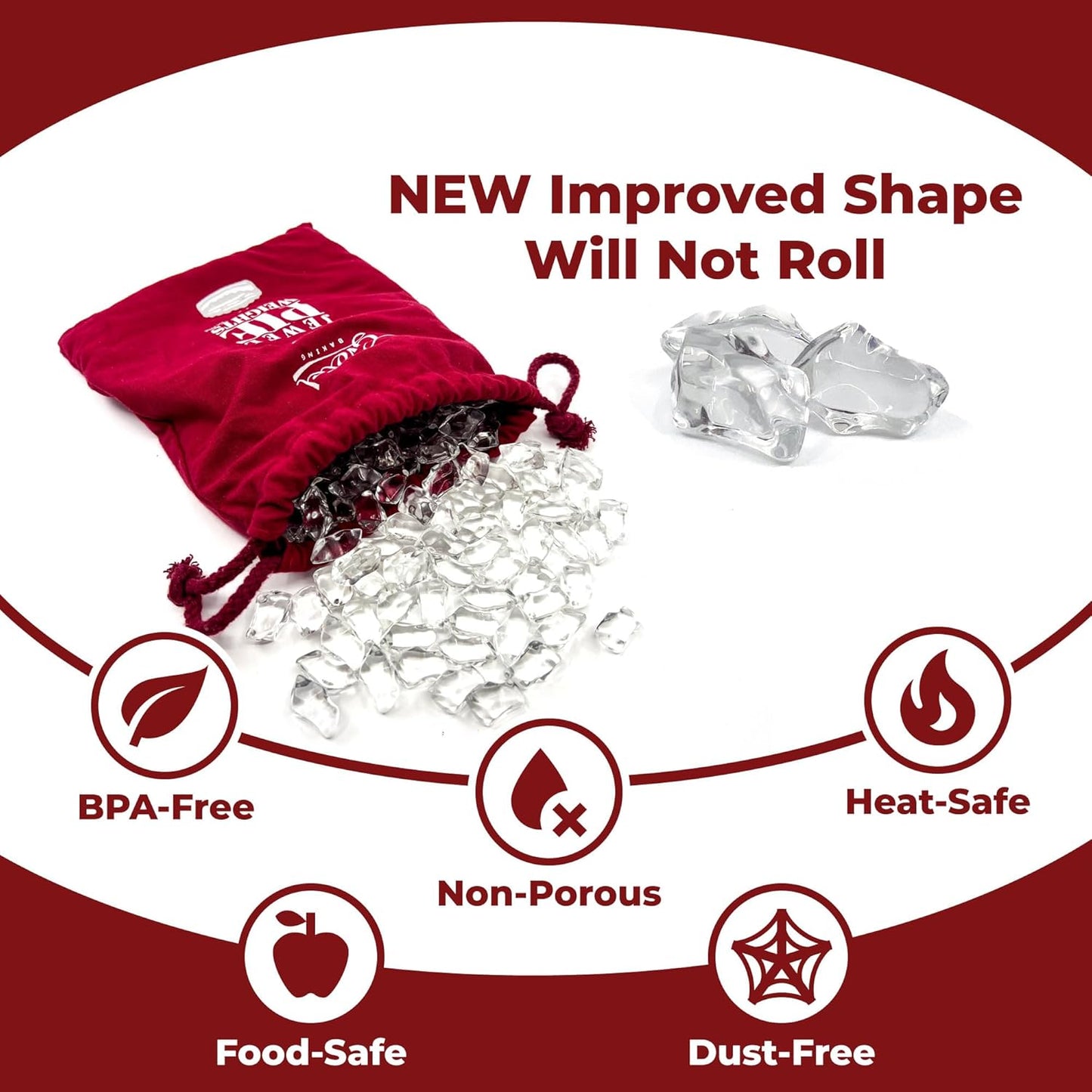 Jewel Glass Pie Weights for Baking | Will Not Roll Away | Better Than Ceramic | Dust-Free Borosilicate Glass | Large Quantity 2.5 lbs | Drawstring Storage Bag | Essential baking tools and accessories