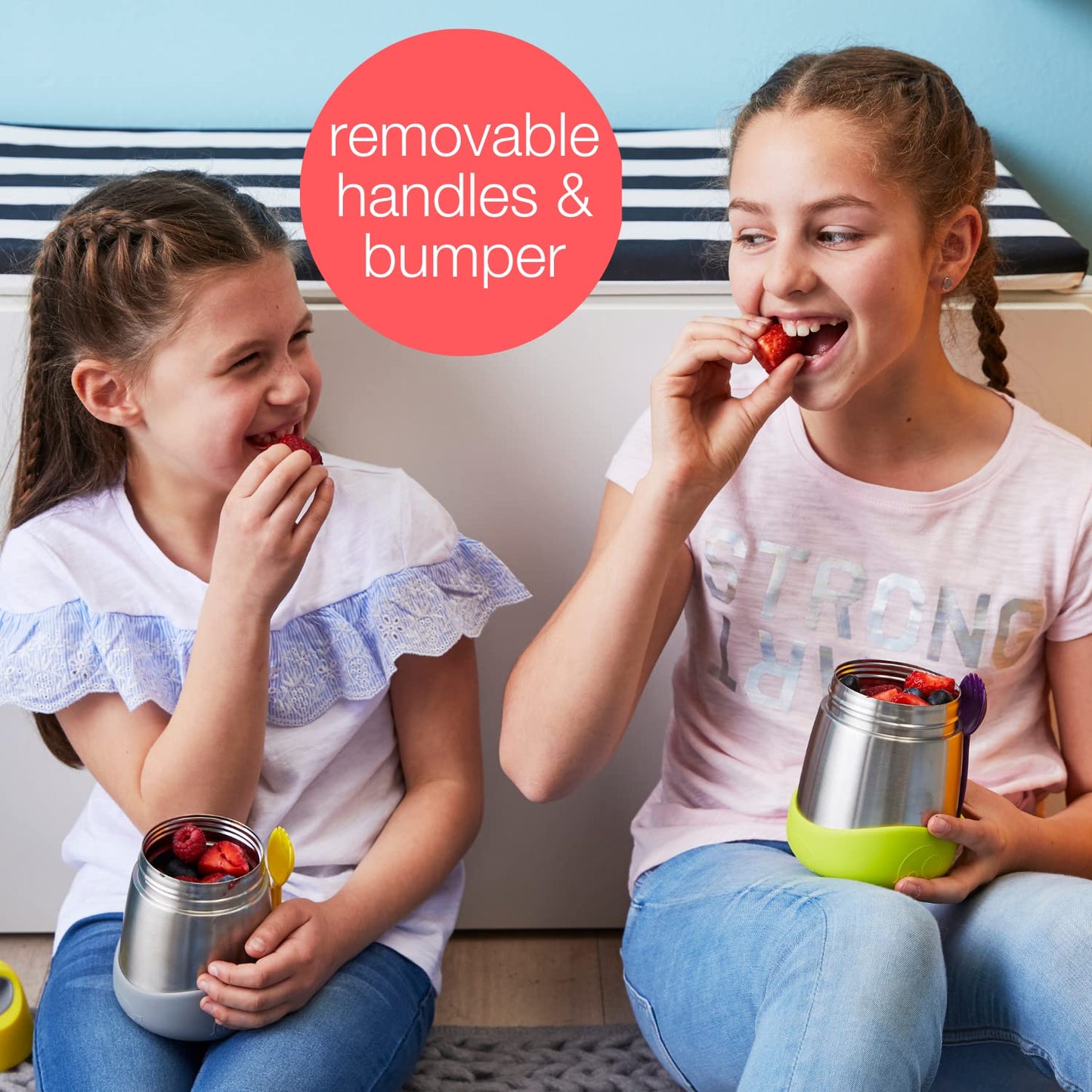 b.box Insulated Food Jar with Spork for Toddlers | Easy Open Container for Toddlers | Stainless Steel, 5hrs + of Perfect temperatures | Dishwasher Safe, BPA Free (Lemon Sherbet, 11 oz)