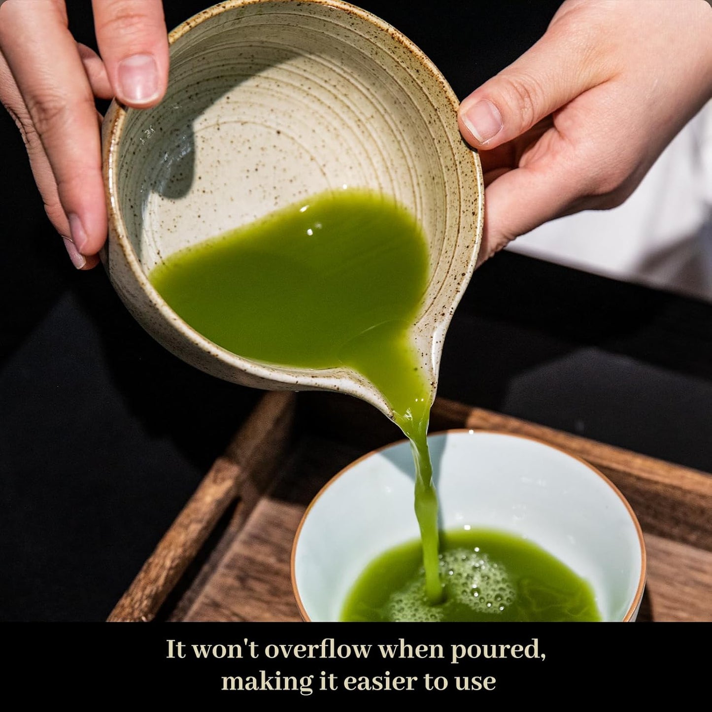 Matcha Set - Match Bowl with Spout and Whisk, 14 OZ, Matcha Scoop, Matcha Whisk and Holder, Matcha Sifter - 5pc Perfect Matcha Kit for Matcha Tea Ceremony (Mottled vintage)