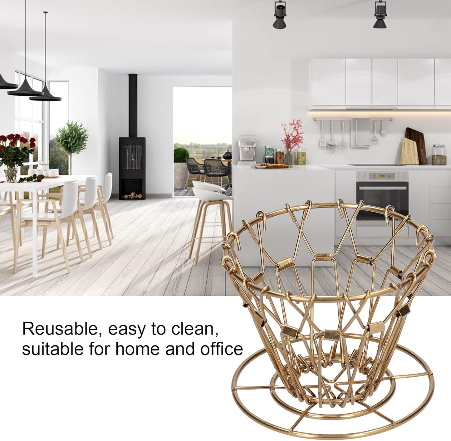 Asixxsix Pour Over Coffee Dripper, 304 Stainless Steel Drip Coffee Filter Cup Foldable Portable Reusable Reusable Coffee Filter Cup Coffee Drip Filter Holder for Home Office Cafe