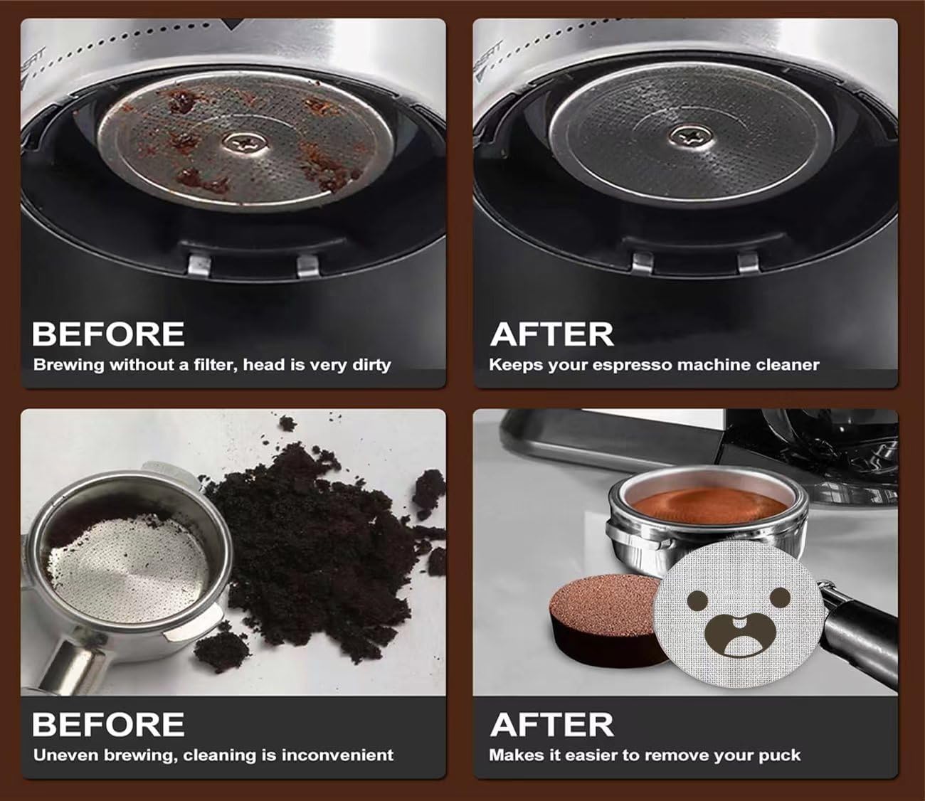 58.5mm Espresso Puck Screen, Lower Shower Screen, Metal Coffee Reusable Filter for 58mm Espresso Portafilter Basket, 1.7 Thickness(Happy)