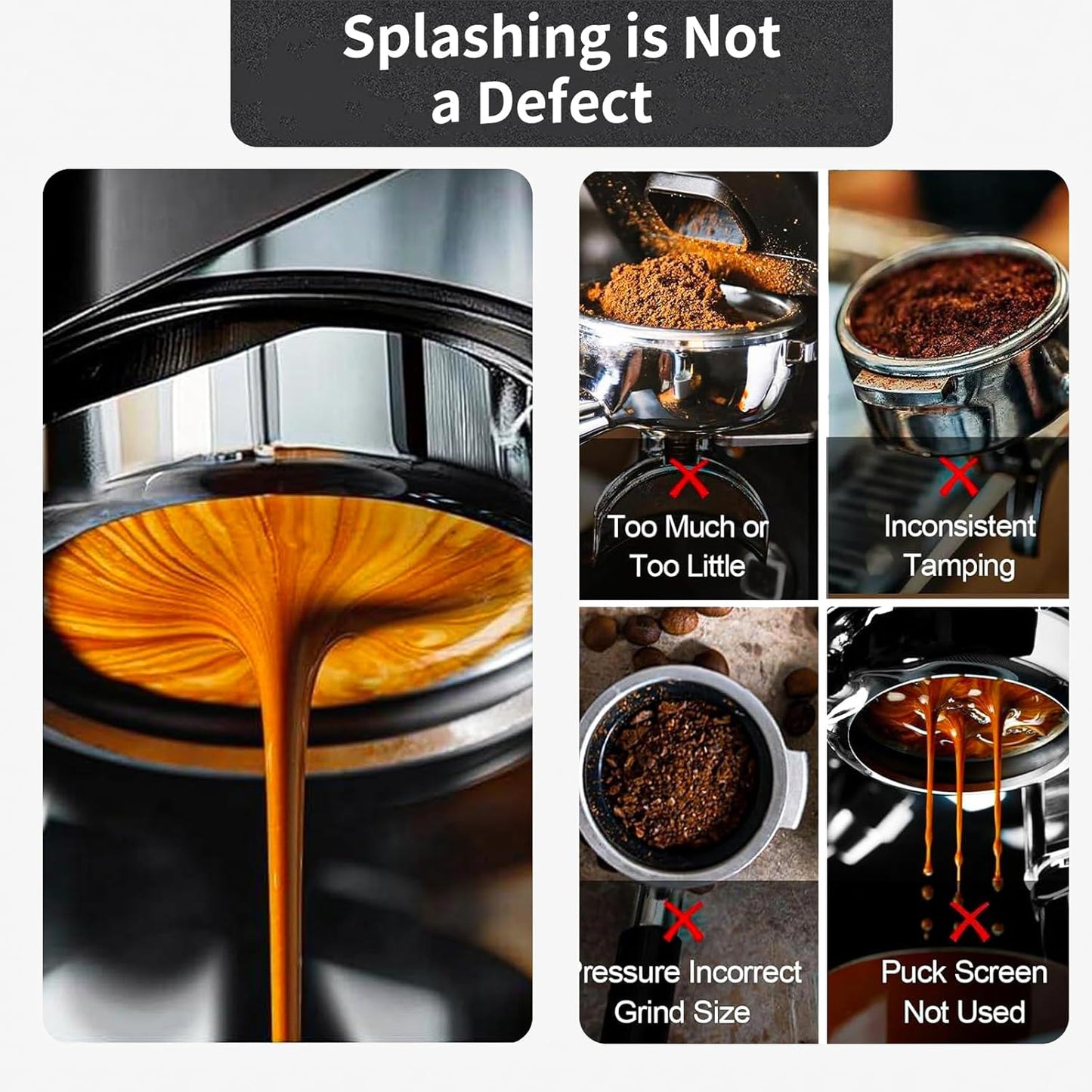 51mm Bottomless Portafilter Compatible for Delonghi ECP3420/ECP3120/EC155/BCO430/EC260, 2 Ears, with Stainless Steel Double Shot Capacity Cup Filter Basket