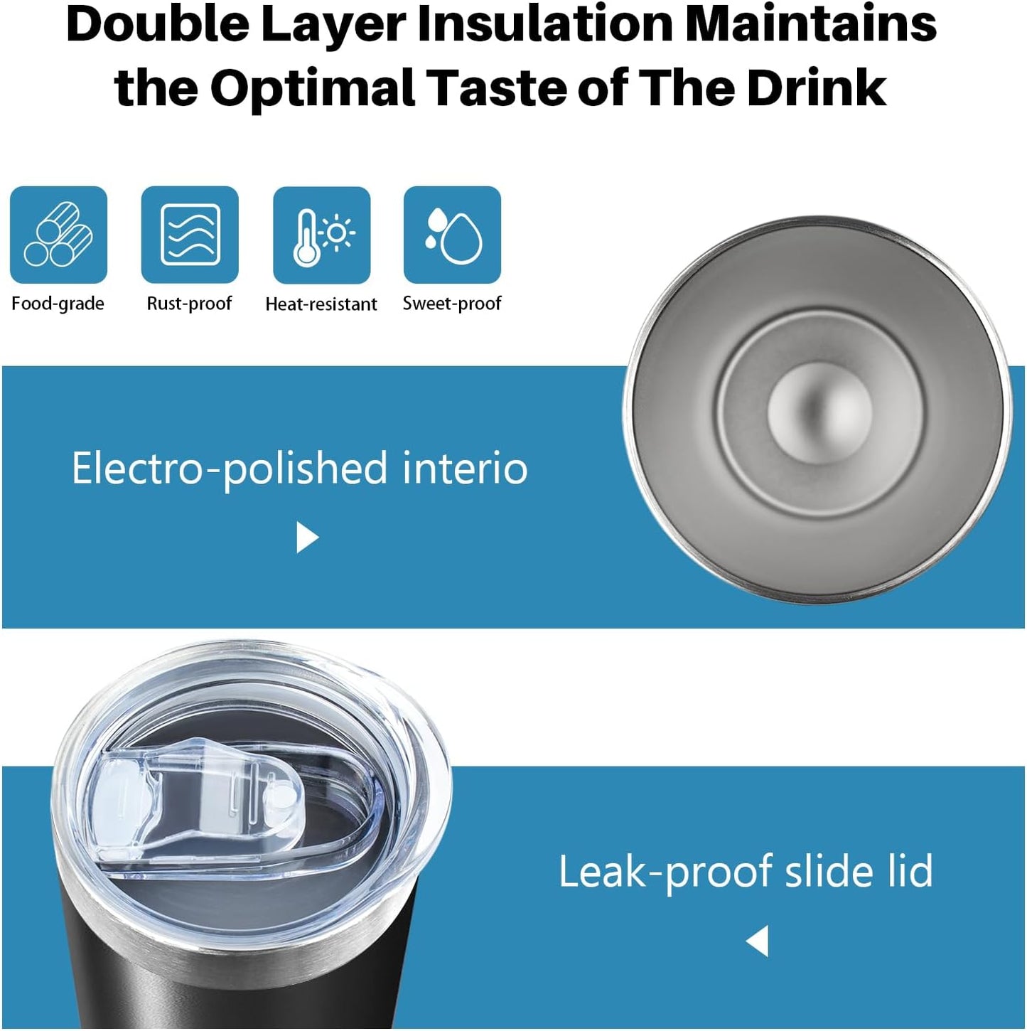 20 oz Skinny Tumblers with Lid and Straw,Stainless Steel Vacuum Insulated Tumbler Cup Double Wall Travel Coffee Mug, Thermal Water Tumbler for Hot and Cold Drinks(Black,4)