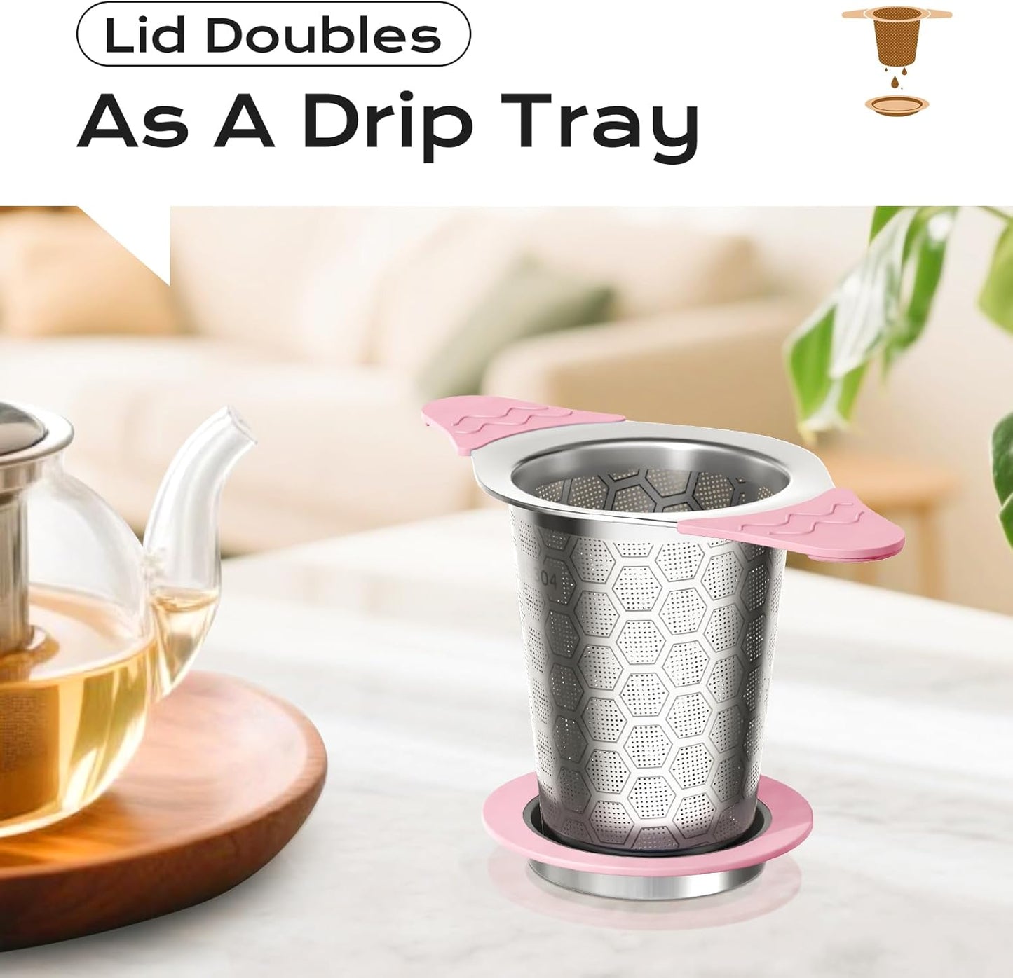 Tea Infuser for Loose Leaf Tea,18/8 Stainless Steel Tea Infuser with Heat Proof Silicone Handles,Extra Fine Mesh Tea Strainers Filter Fine Tea Leaves Effectively,Fits TeaPots/Mugs-4Pack