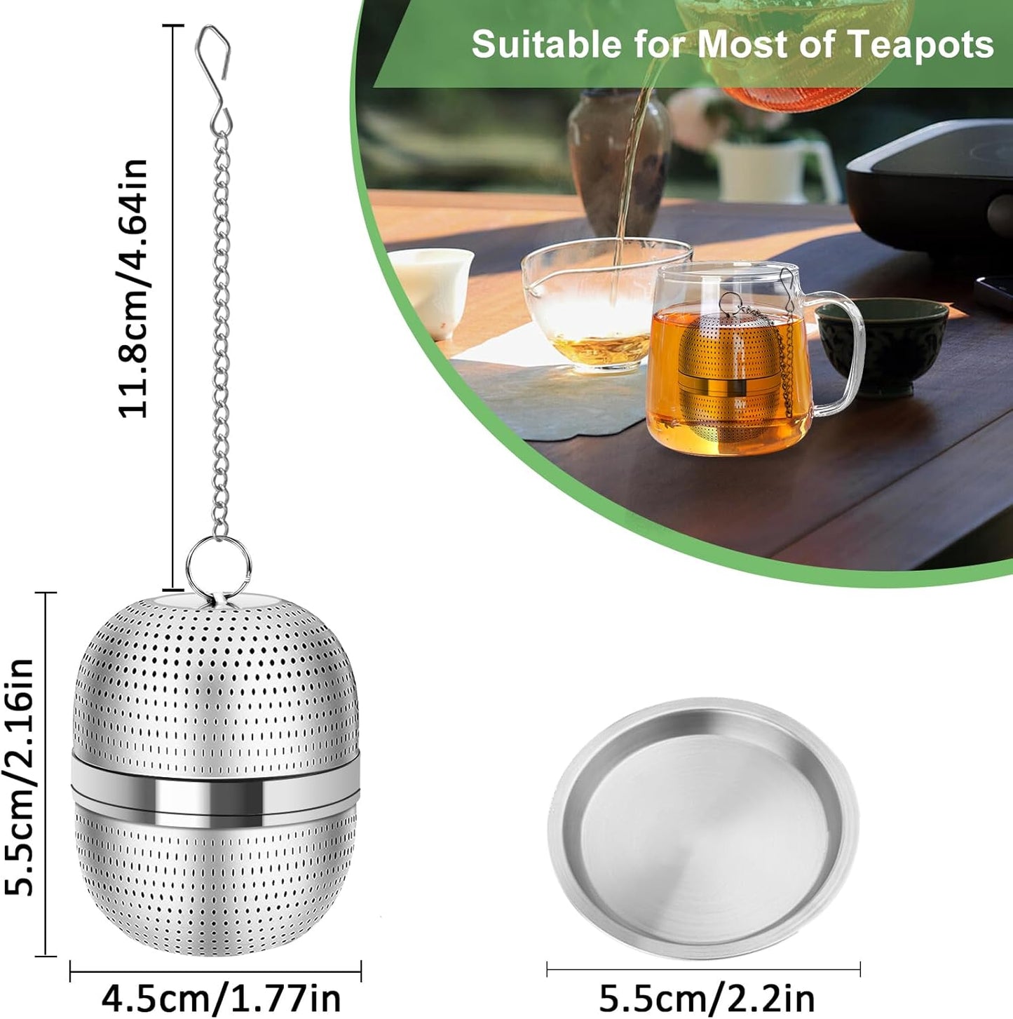 Numola Tea Ball Infuser for Loose Tea, Extra Fine Mesh Tea Strainer with Drip Tray, 304 Stainless Steel Tea Steeper for Black Tea, Rooibos, etc