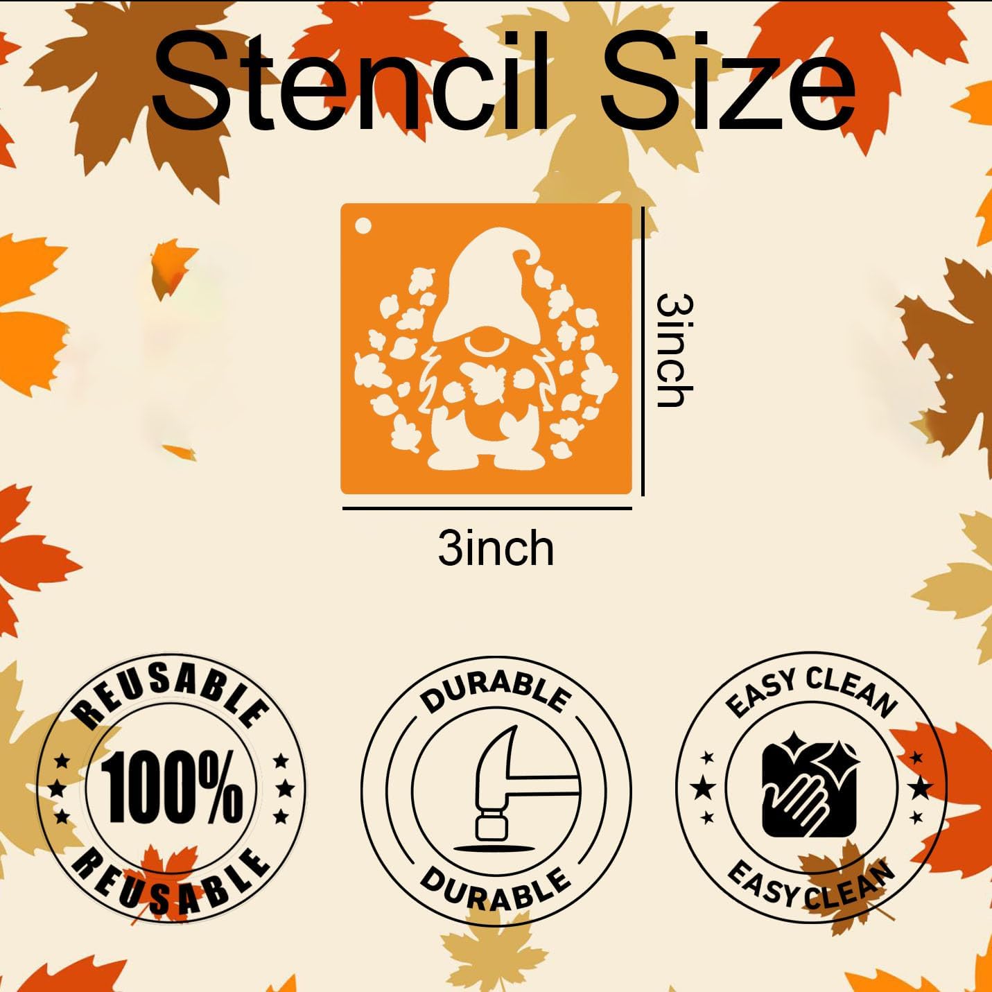 3inch Fall Stencils for Painting on Wood 56pcs Pumpkin Stencil Autumn Leaf Turkey Scarecrow Gnome Draw Templates for Wood Signs DIY Crafts Canvas Tier Tray Decor