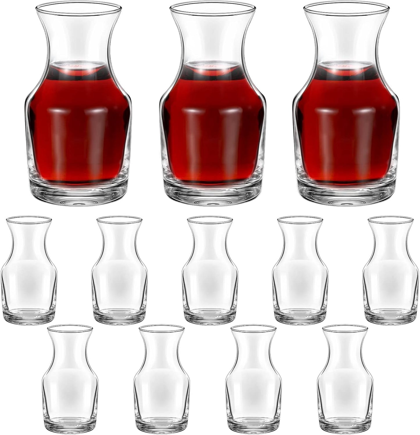 12 Pack Single Serving Wine Carafe Glass Small Mini Carafe Individual Wine Refill Decanter for Dinner Parties Tastings Bars Restaurants (7.7 oz)