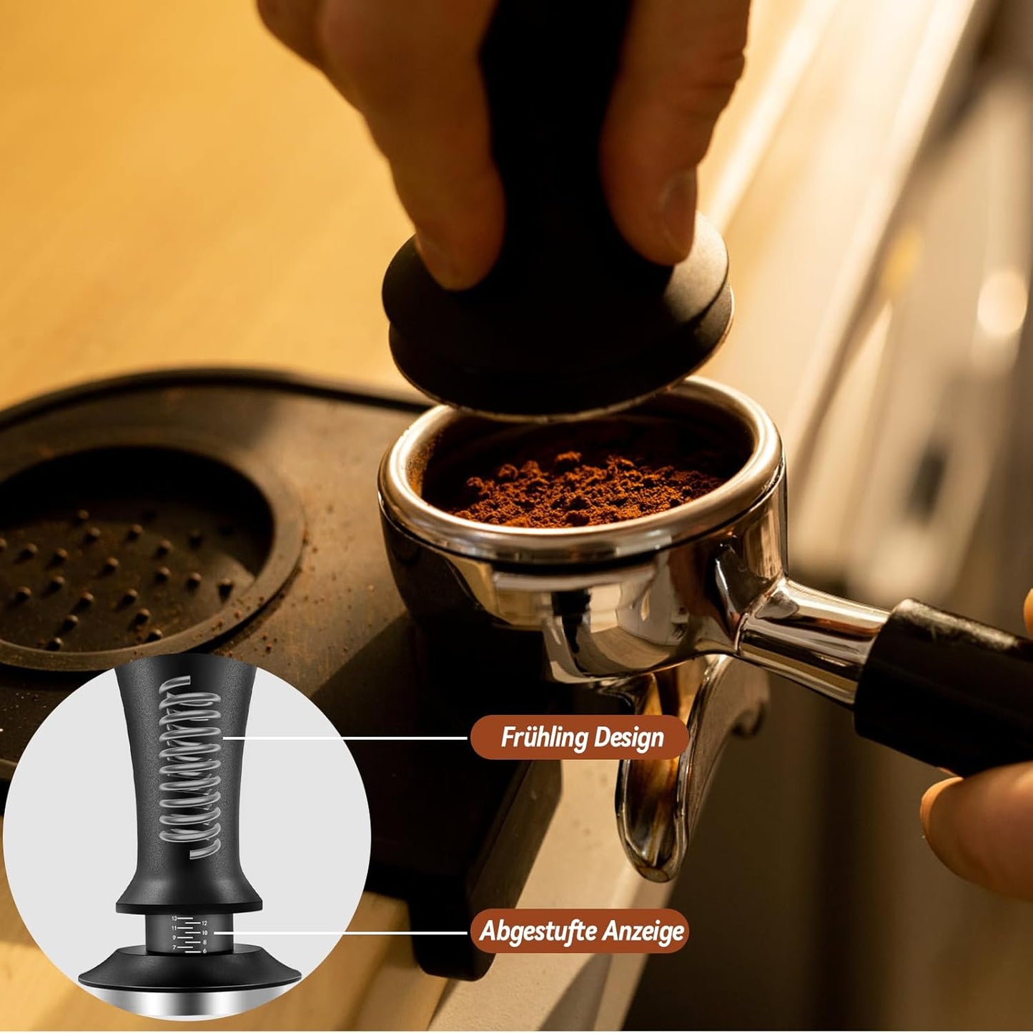 58mm Espresso Accessories Kit, Espresso Tamper Tools, 58mm Tamper with Espresso Distribution Tool and Silicone Tamper Mat, Coffee Tamper Set, Espresso Machine Accessories for 58mm Portafilters