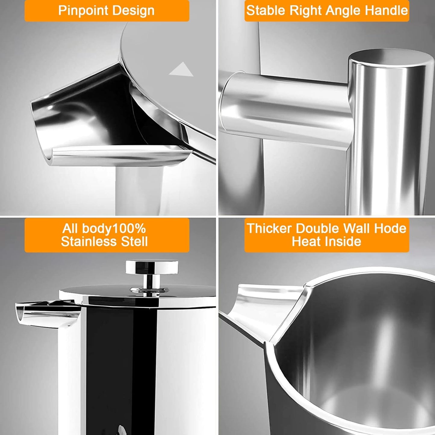 French Press, 600ml Double Insulated 304 Stainless Steel Coffee Tea Maker 4 Level Filtration System, No Coffee Grounds, Rust-Free, Dishwasher Safe for Single Use